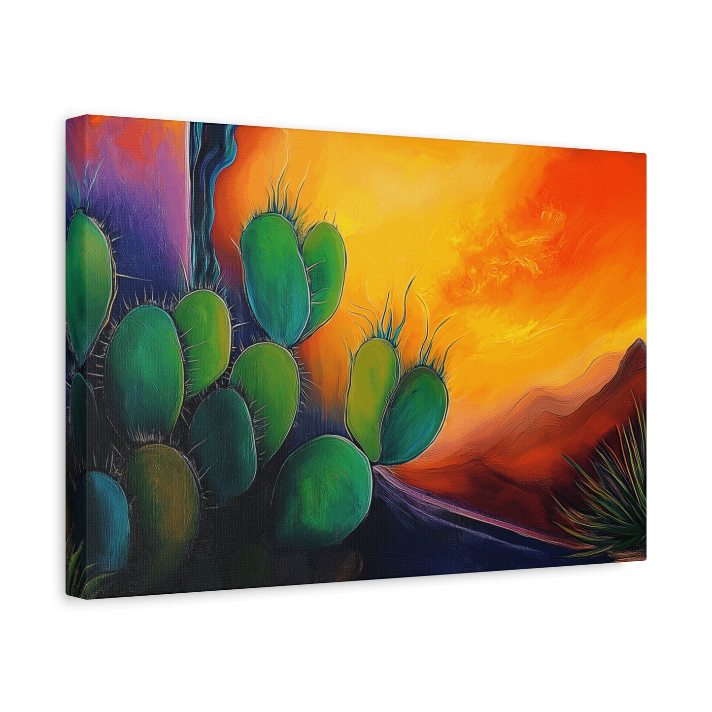 Vibrant Cactus Sunset Canvas Wall Art
