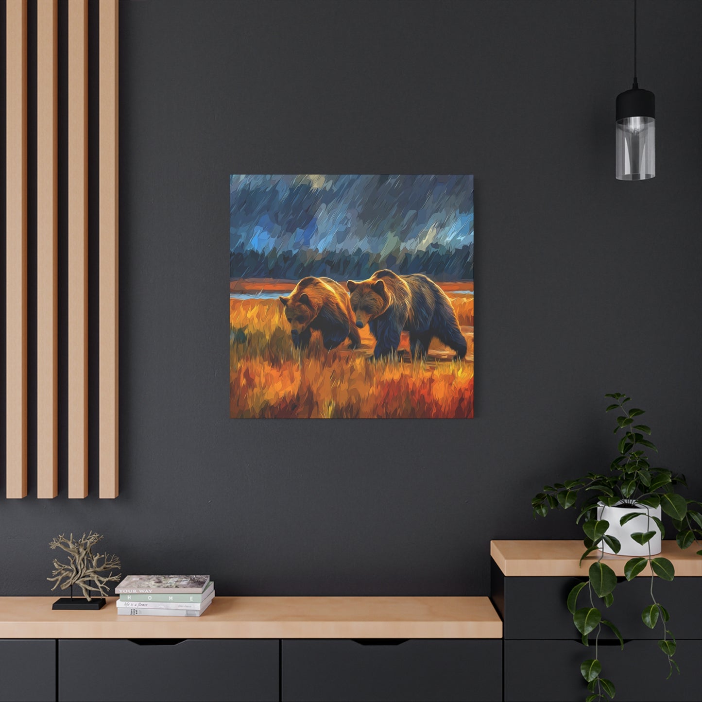 Canvas Print Travelin' Bears in Storm