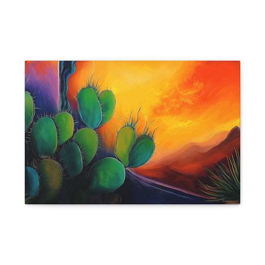 Vibrant Cactus Sunset Canvas Wall Art