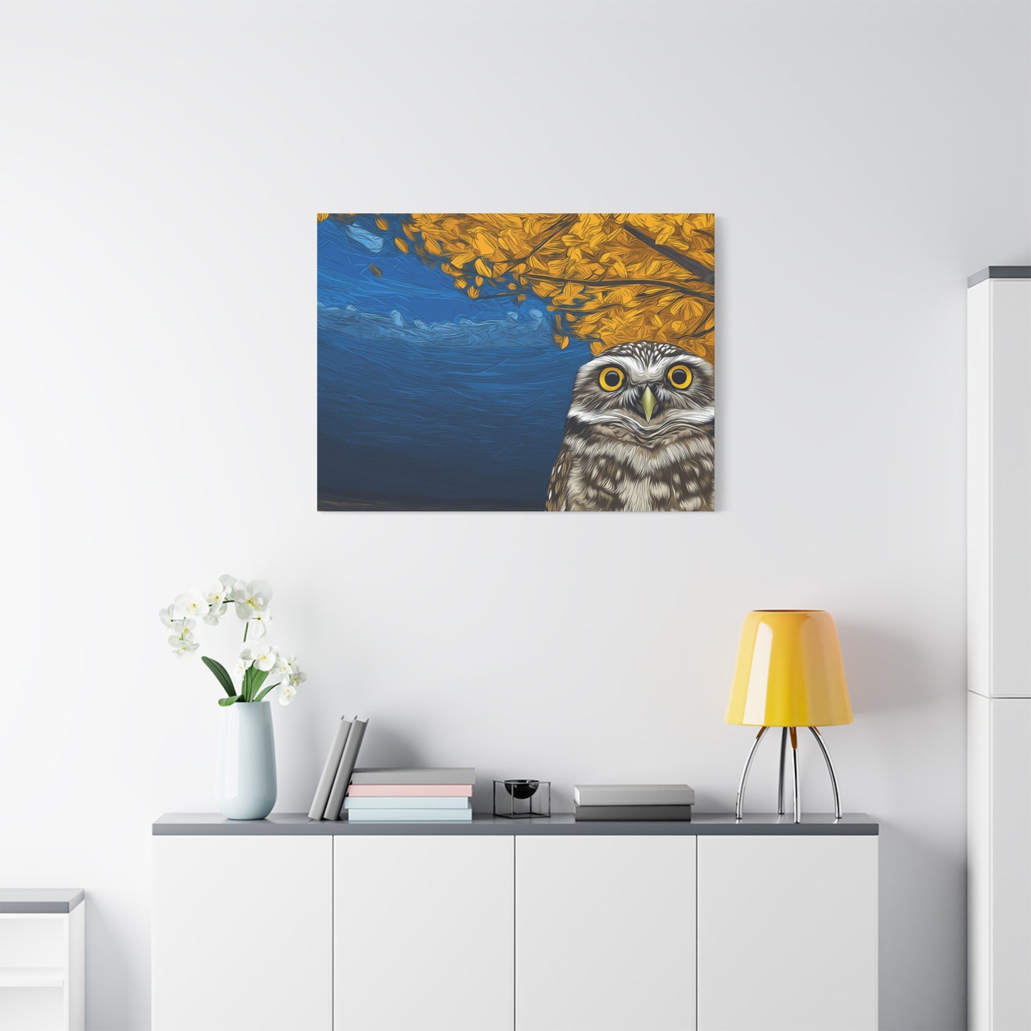 Canvas Print - Burrowing Owl in Aspen Tree