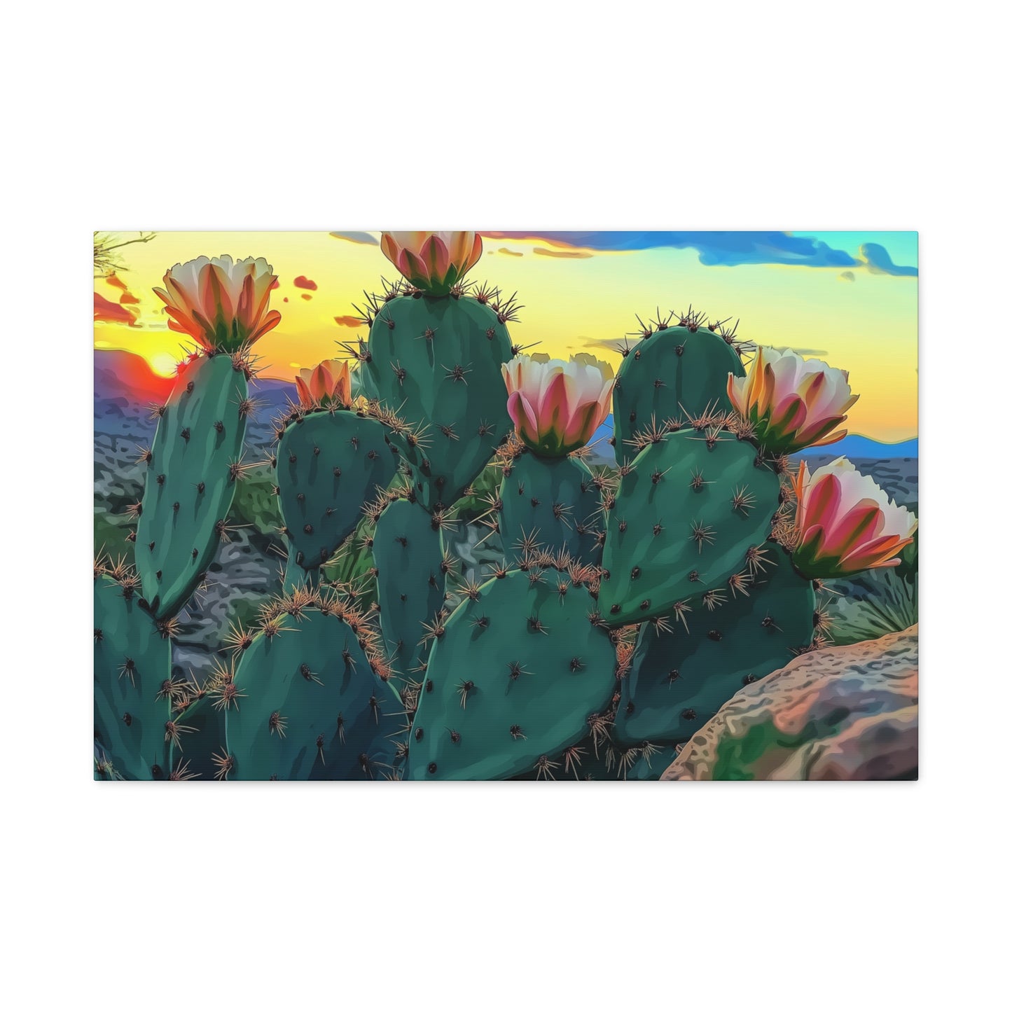 Canvas Print - Prickly Pear Blooming Vista 1 - Matte, Stretched