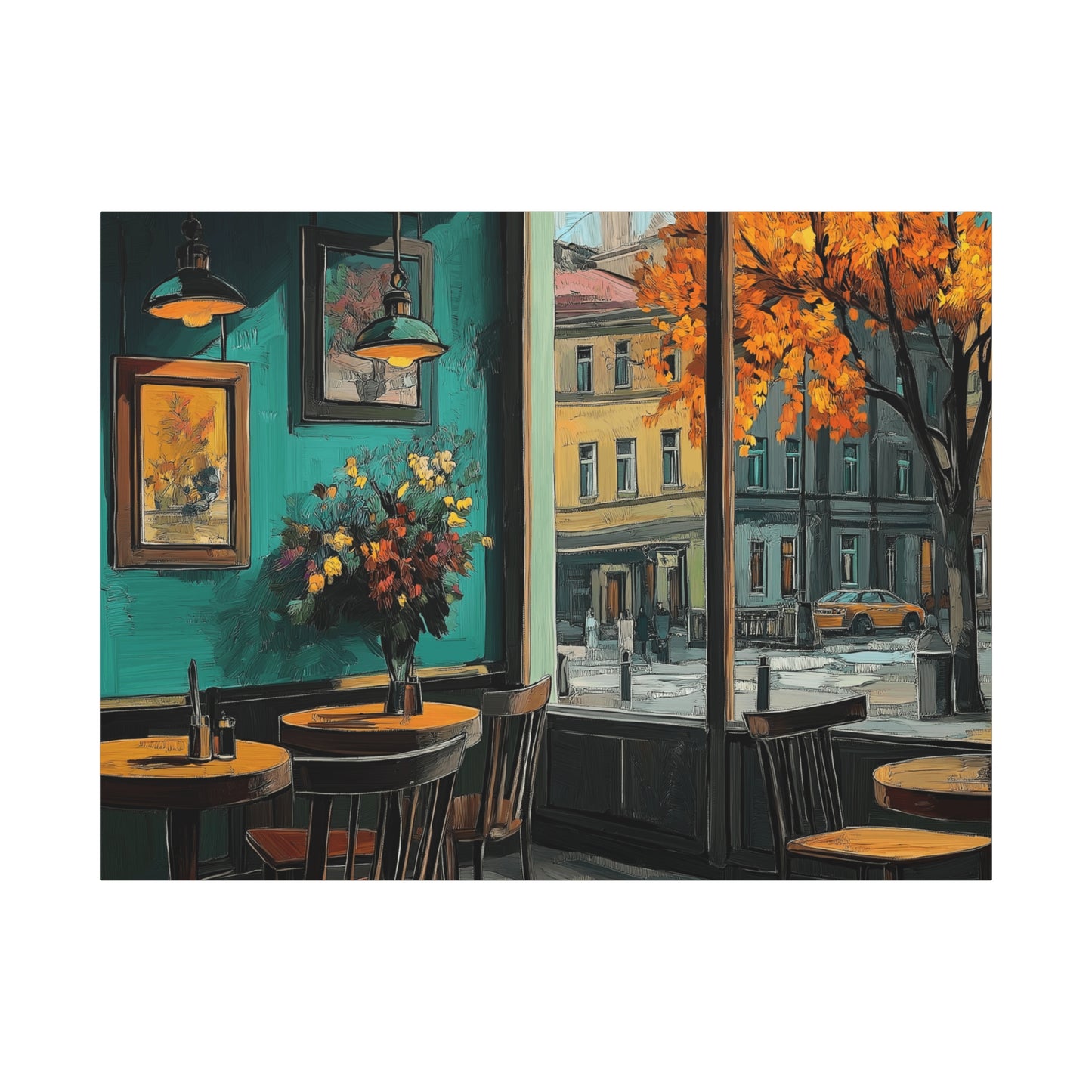 Autumn Café Wall Art Print - Stretched Matte Canvas (1.25")