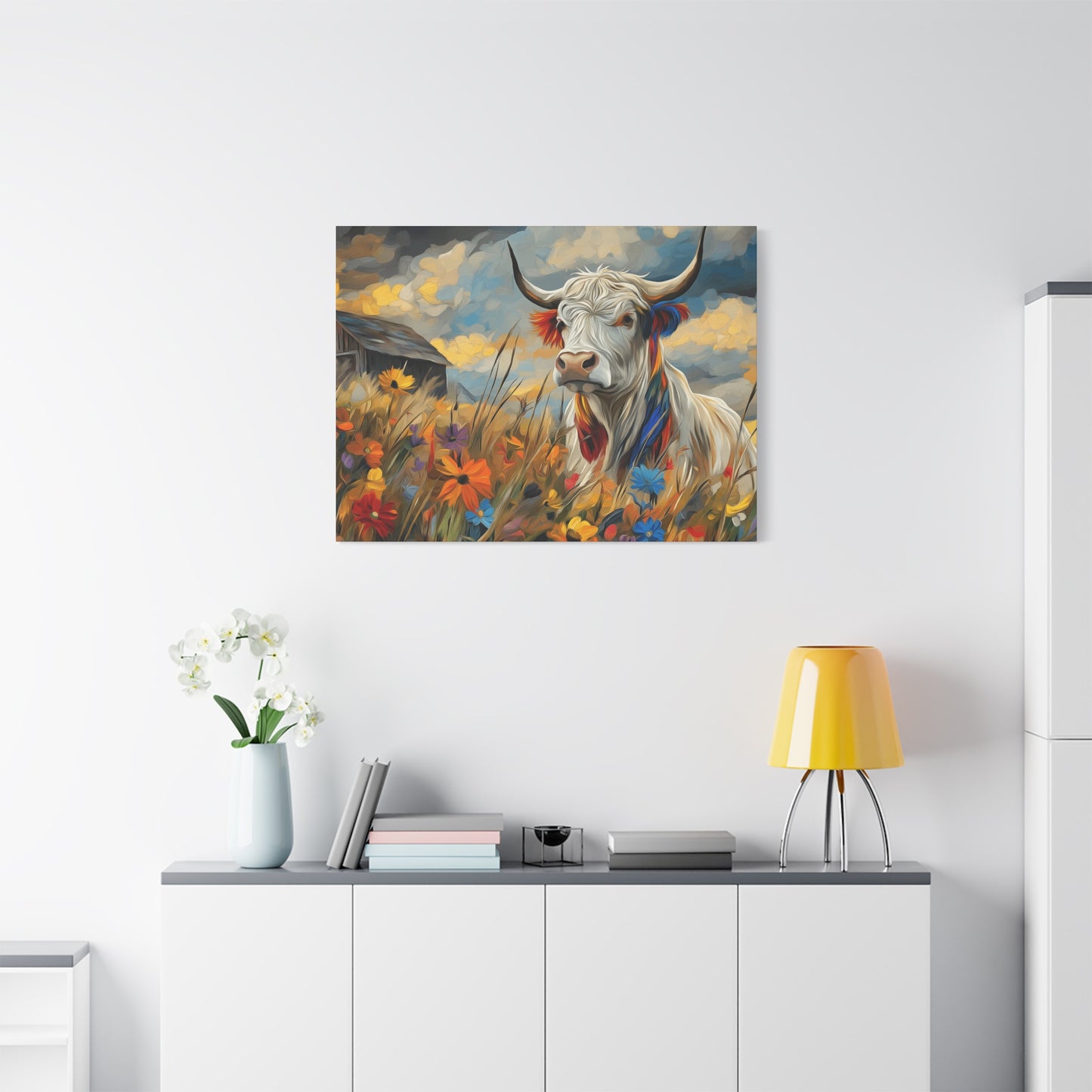 Colorful Cow Canvas Wall Art - Farmhouse Decor