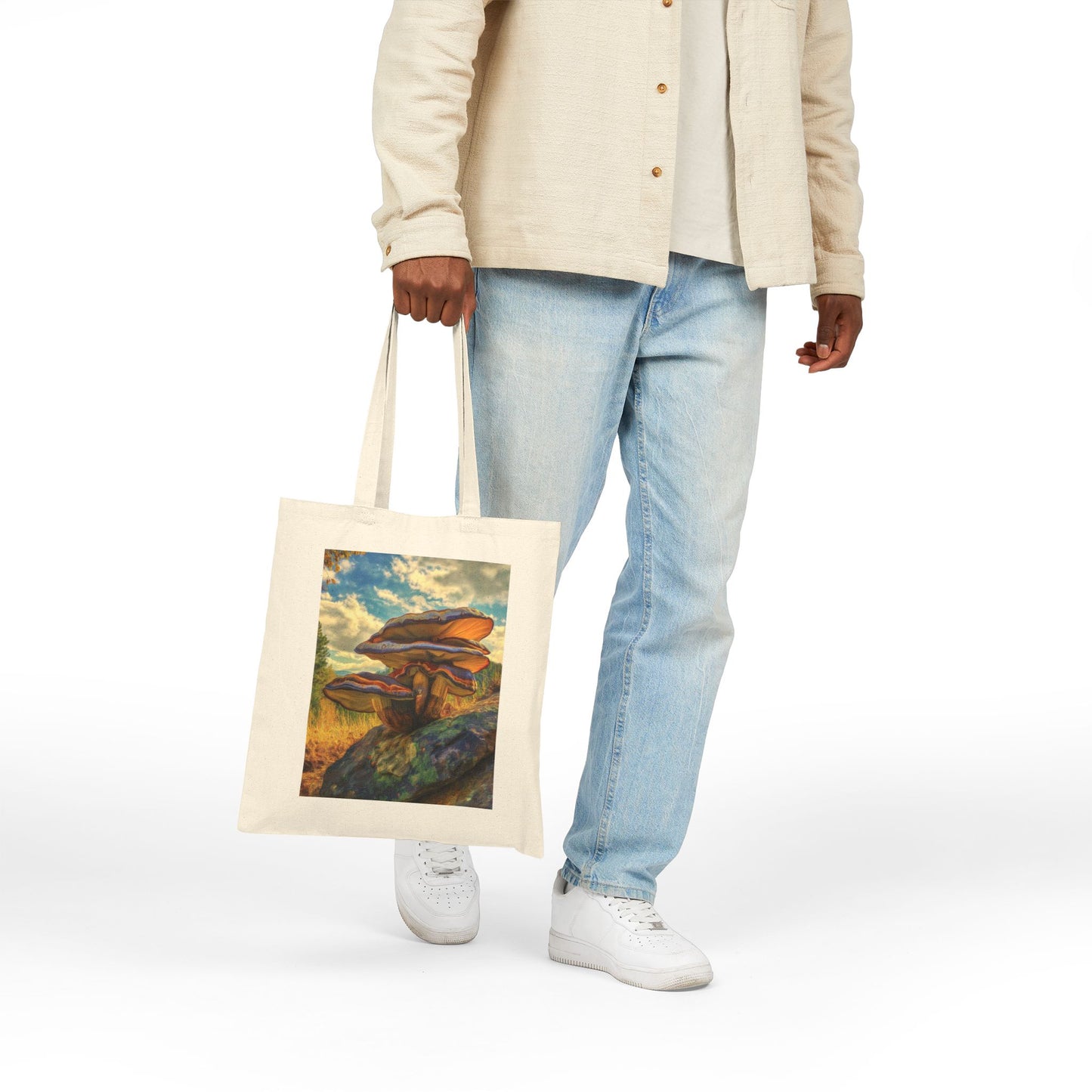 Mushroom Art Tote Bag | Eco-Friendly Cotton Canvas Bag | Ideal for Shopping, Gifts, Camping, Nature Lovers, Earth Day
