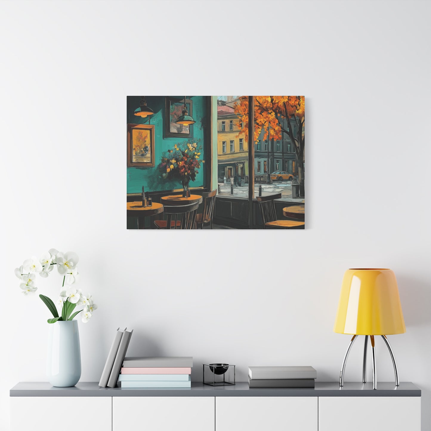 Autumn Café Wall Art Print - Stretched Matte Canvas (1.25")