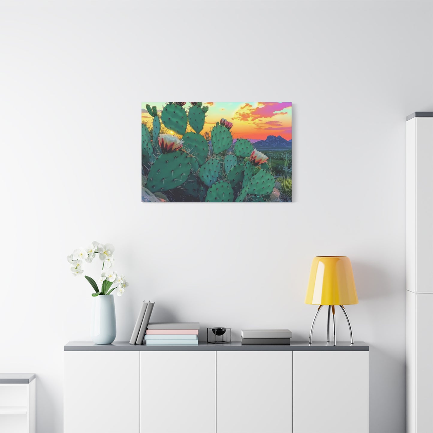Canvas Art Print - Prickly Pear Blooming Vista 2