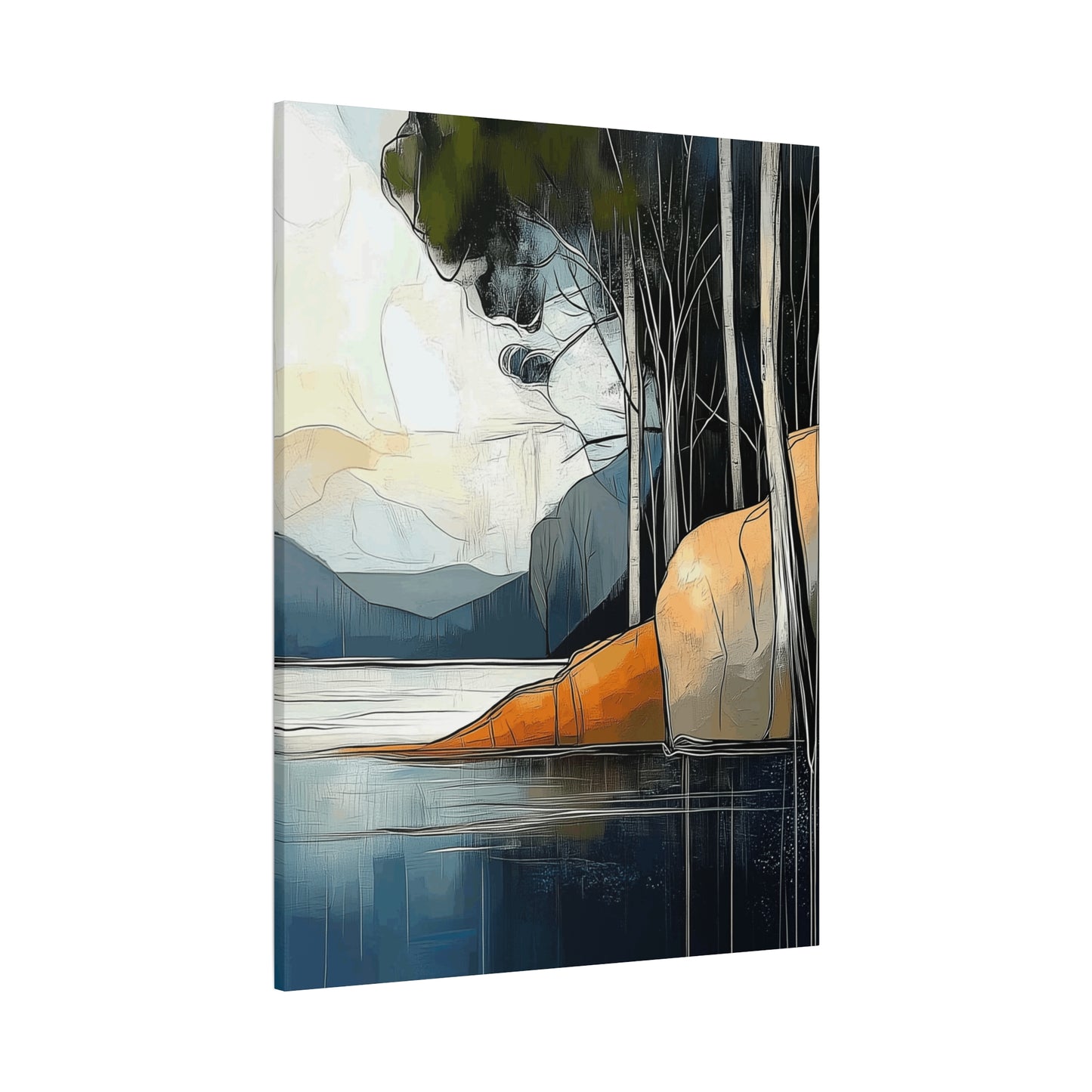 Canvas Wall Art - Serene Mystical Mountain Lake