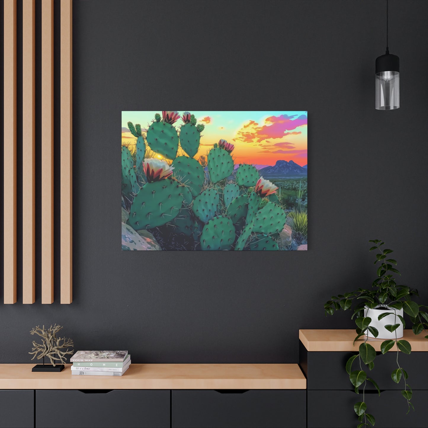 Canvas Art Print - Prickly Pear Blooming Vista 2