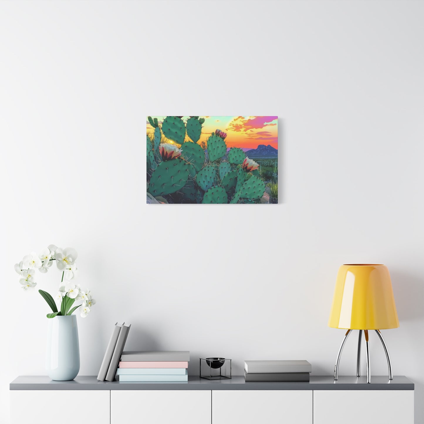 Canvas Art Print - Prickly Pear Blooming Vista 2