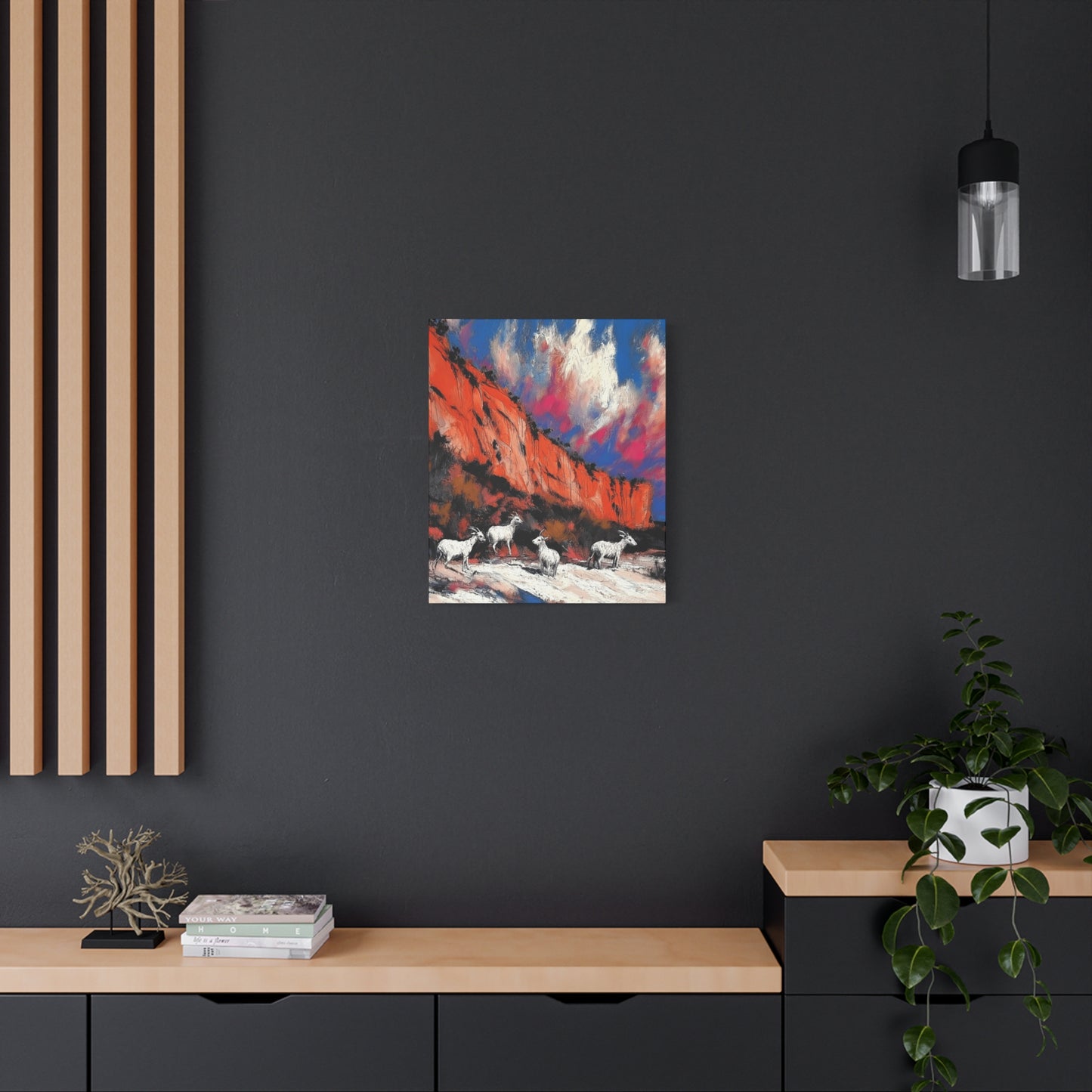 Goats in Vibrant Landscape Canvas Art