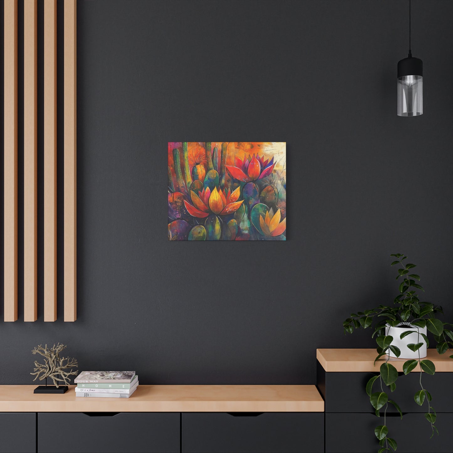 Vibrant Cactus Wall Art - Matte Canvas Print, Floral Desert Decor