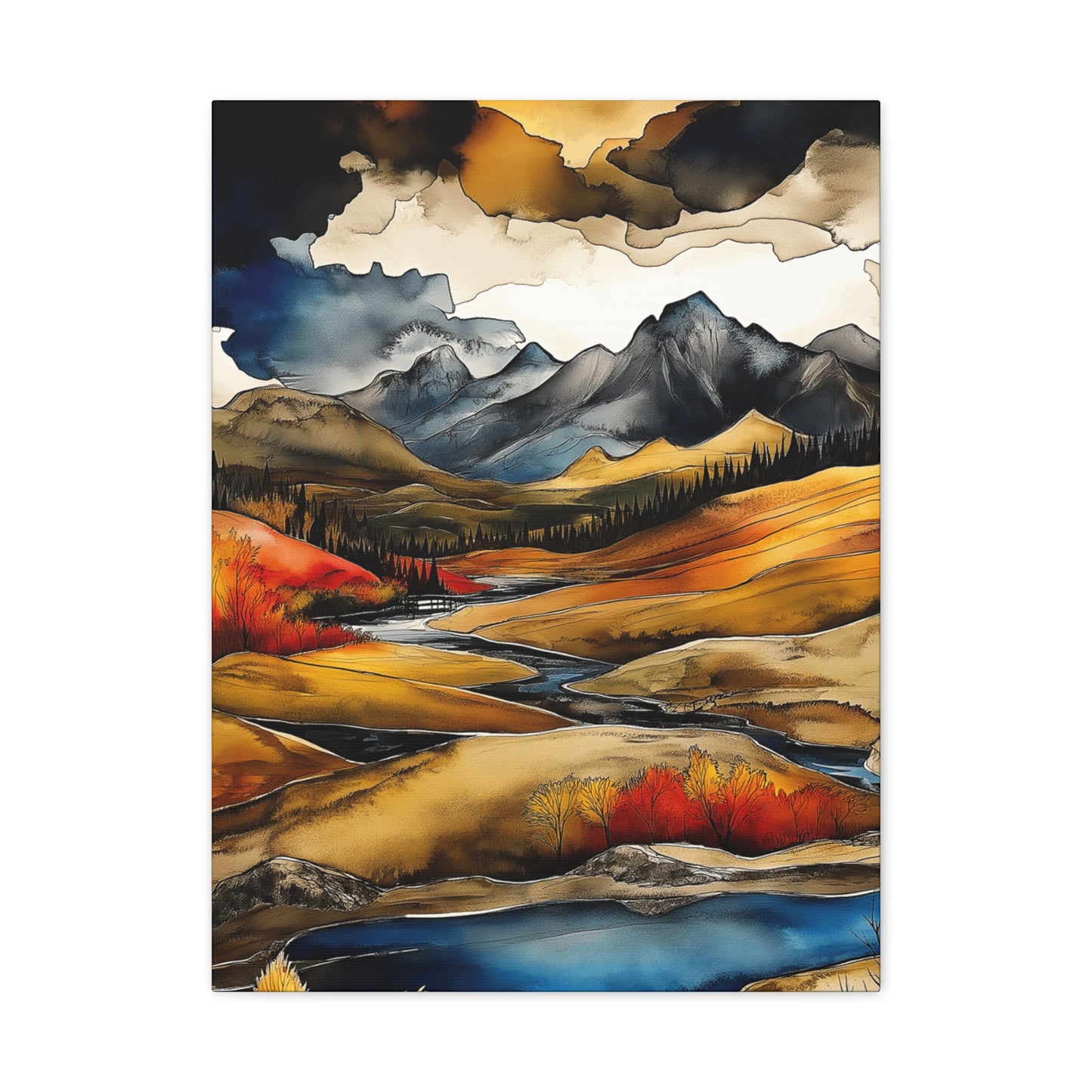 Mountain Landscape Art Print on Matte Canvas