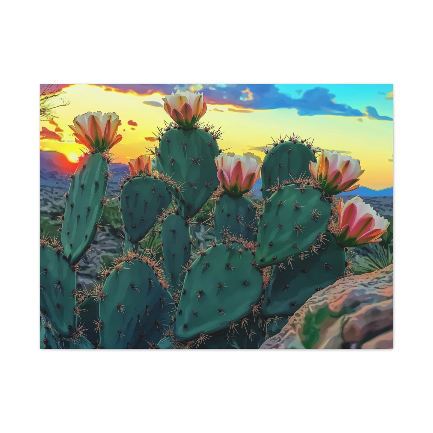 Canvas Print - Prickly Pear Blooming Vista 1 - Matte, Stretched