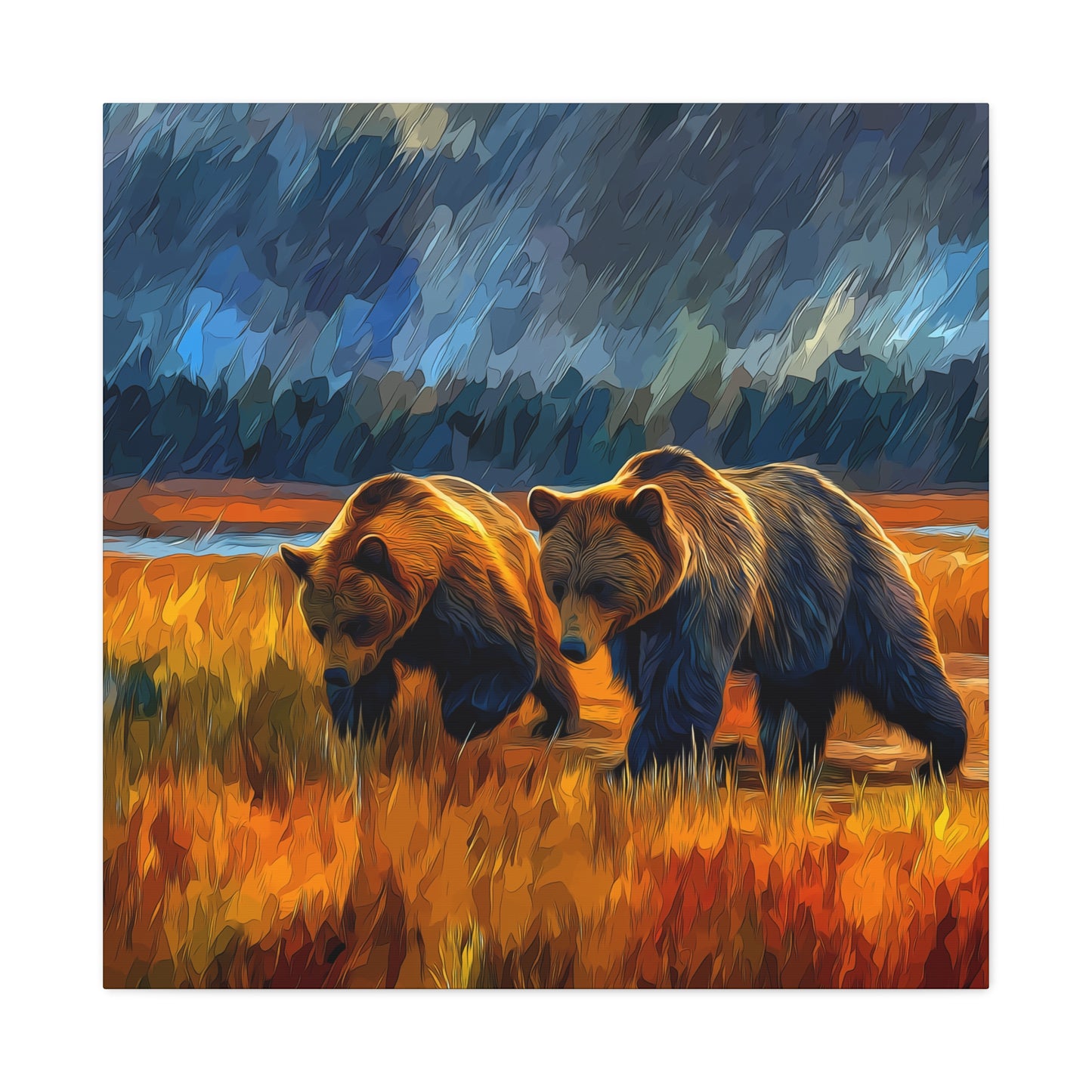 Canvas Print Travelin' Bears in Storm