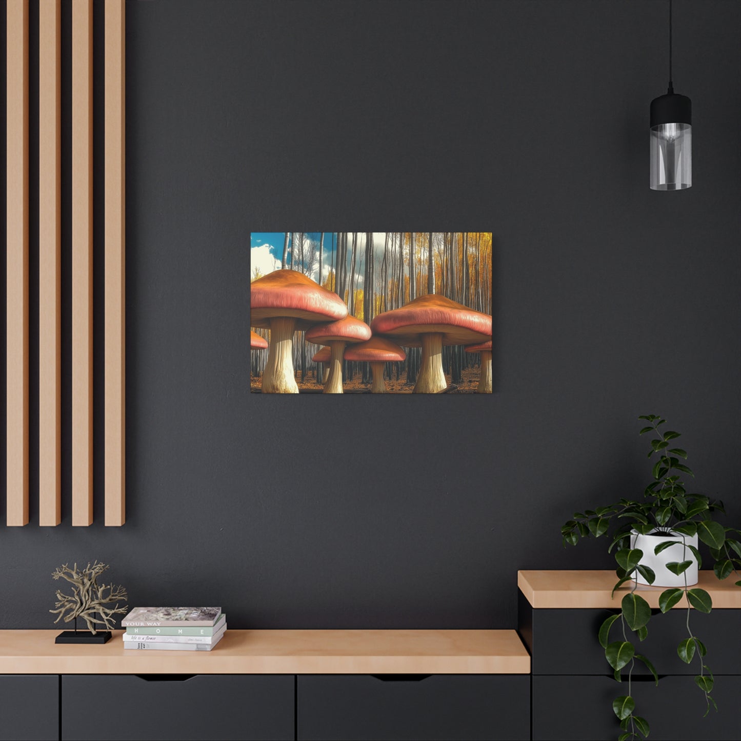 Mushrooms in Aspen Forest Canvas Art Print
