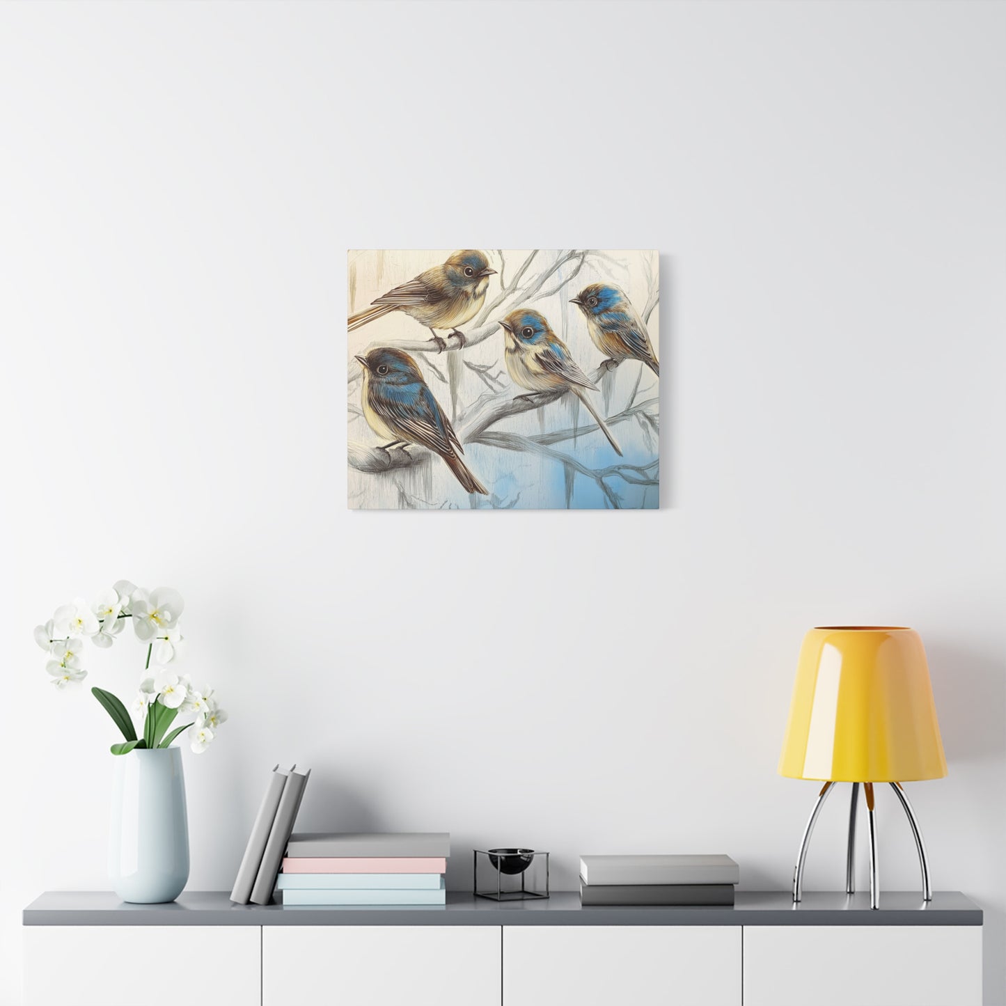 Canvas Wall Art - Bluebirds Gathering