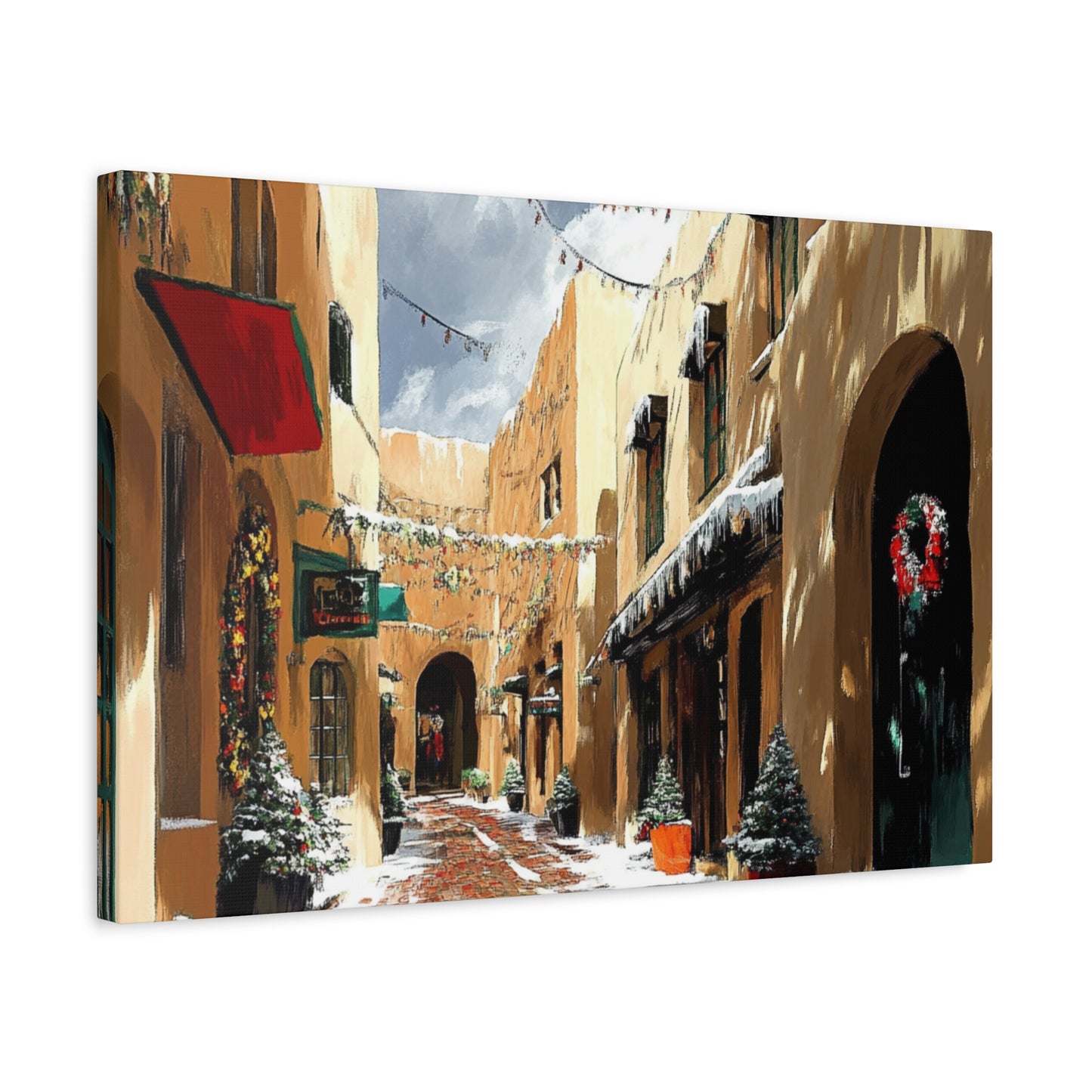 Canvas Wall Art - Santa Fe Winter Christmas Alley 22