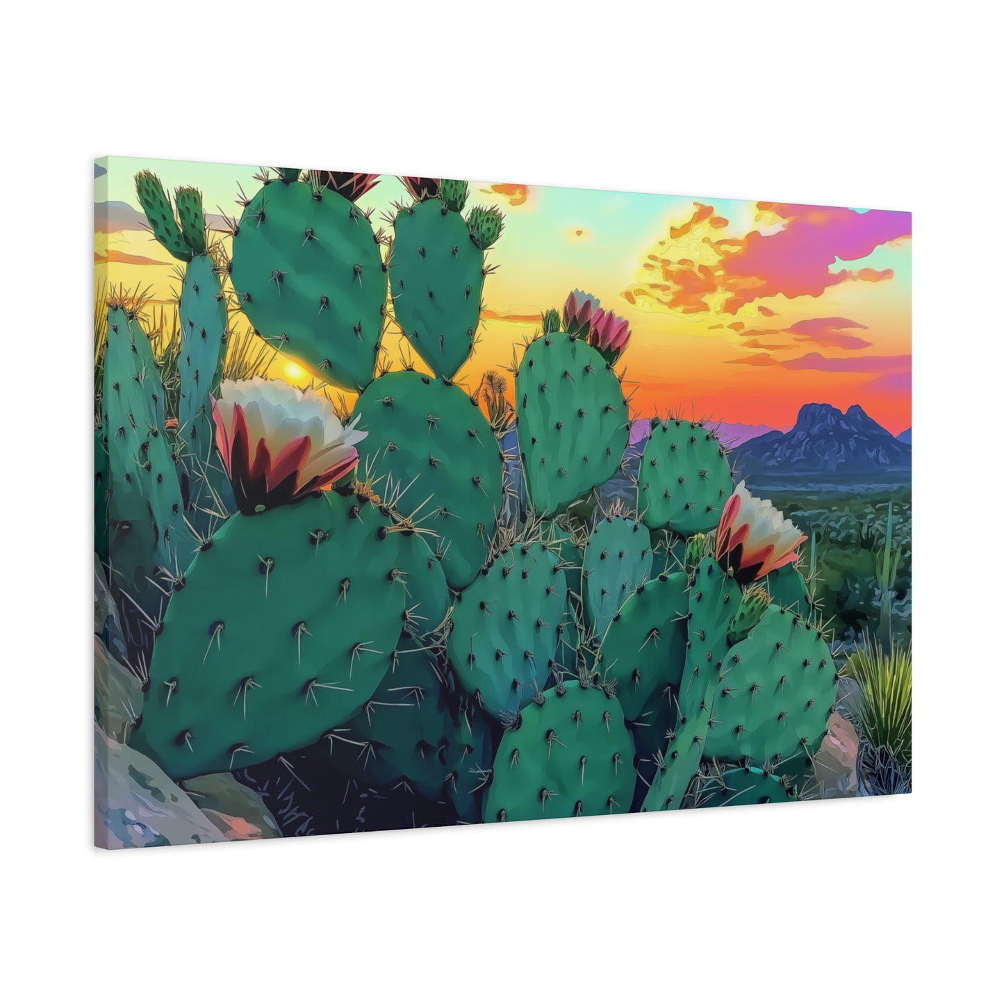 Canvas Art Print - Prickly Pear Blooming Vista 2