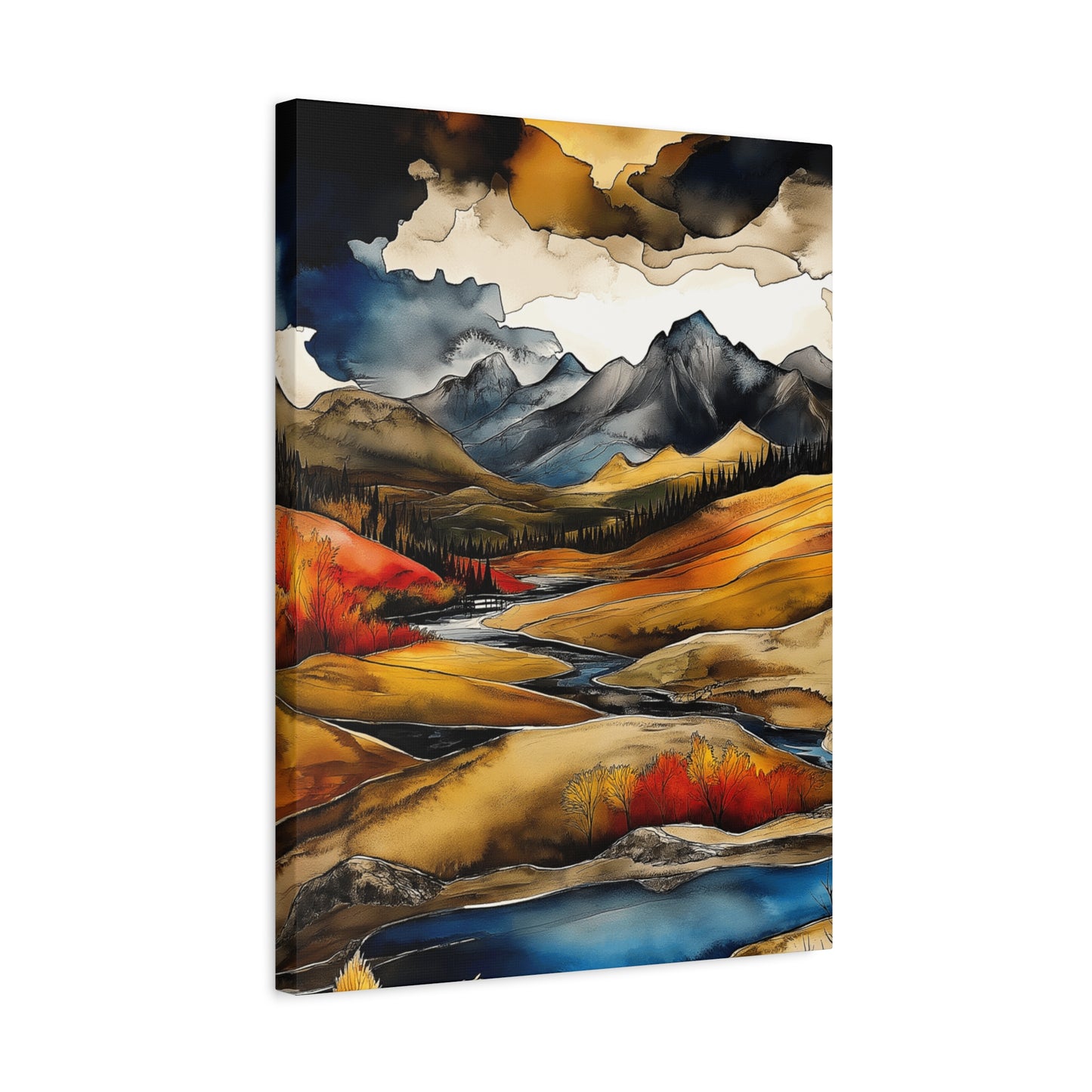Mountain Landscape Art Print on Matte Canvas