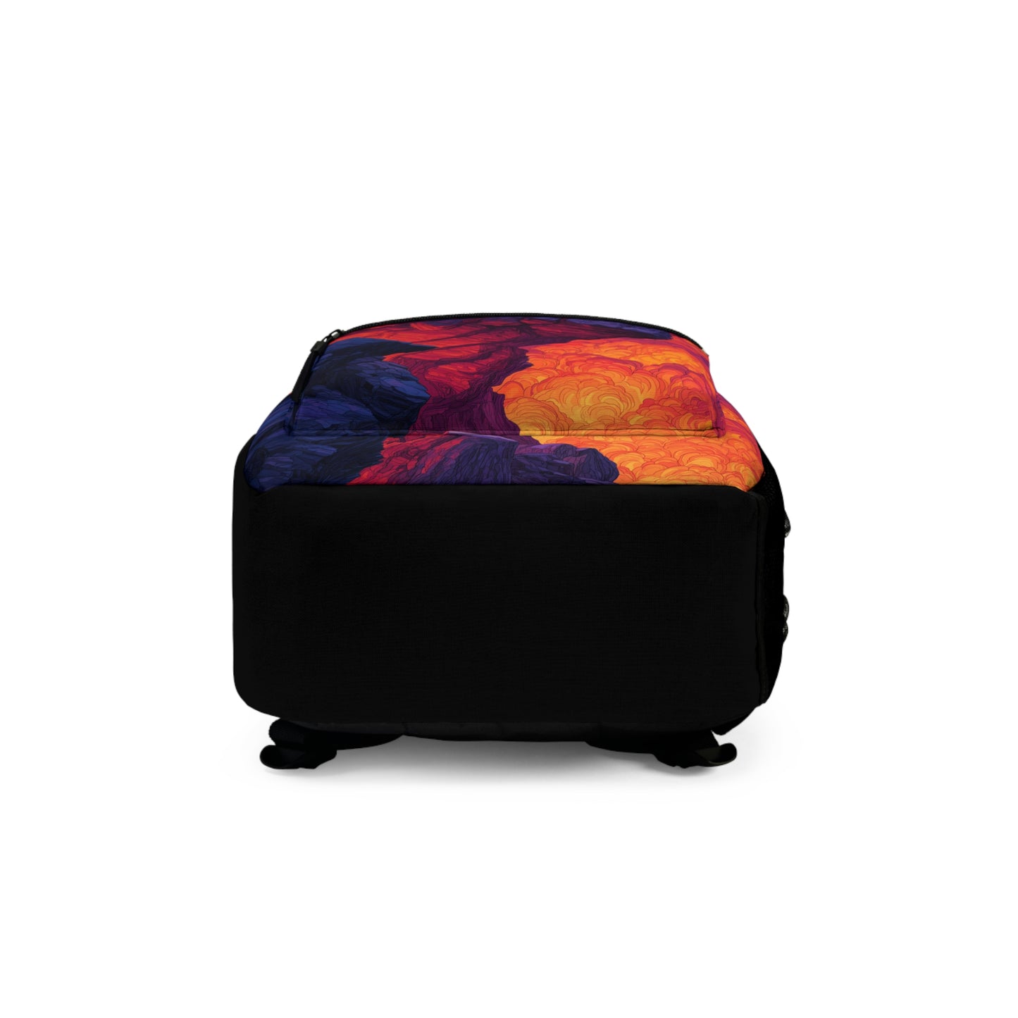 Vibrant Lava Flow Backpack — Bold Abstract Sunset Design
