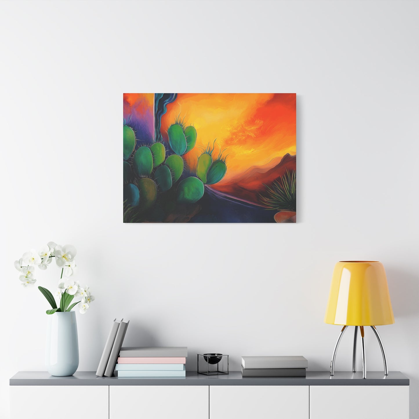 Vibrant Cactus Sunset Canvas Wall Art