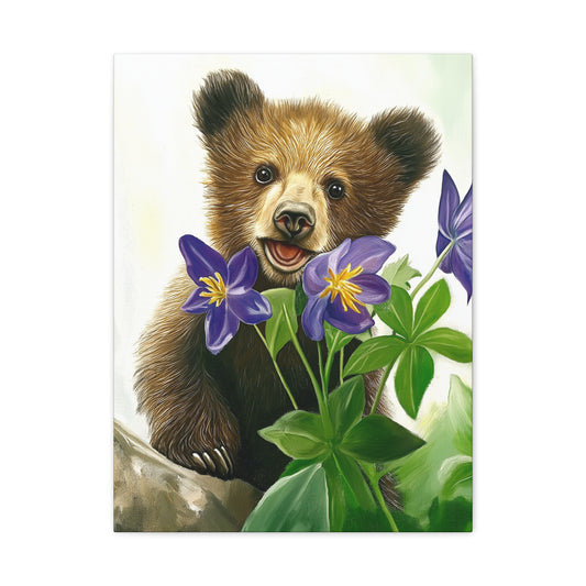 Cub with purple flower