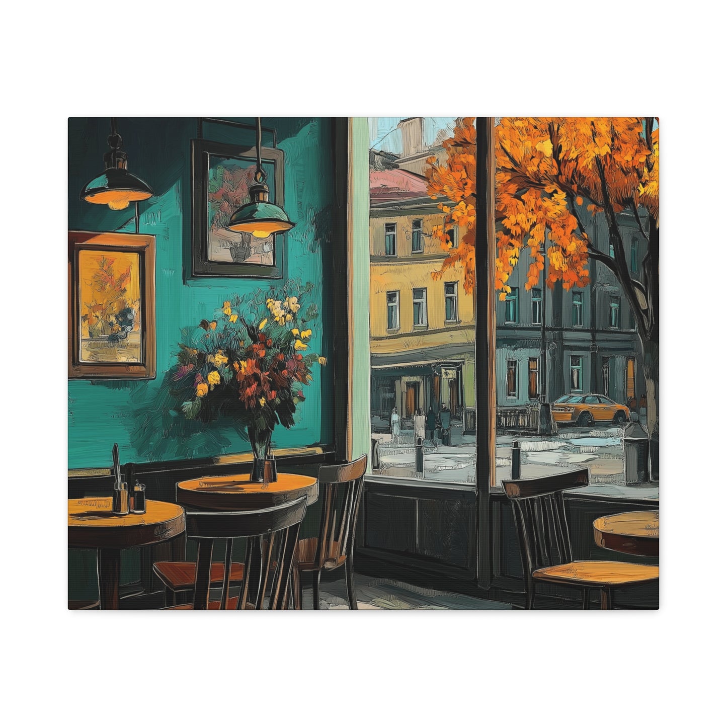 Autumn Café Wall Art Print - Stretched Matte Canvas (1.25")