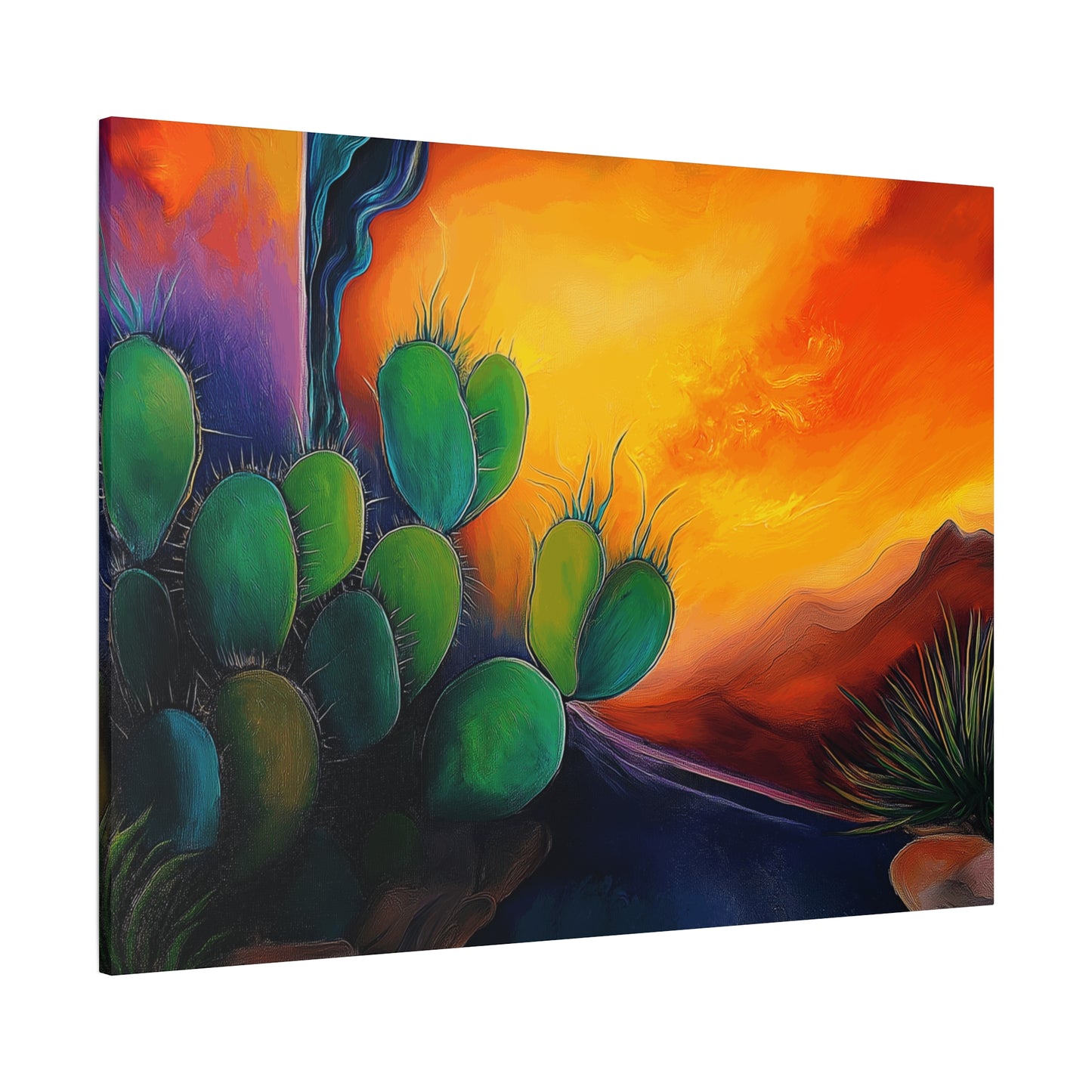 Vibrant Cactus Sunset Canvas Wall Art