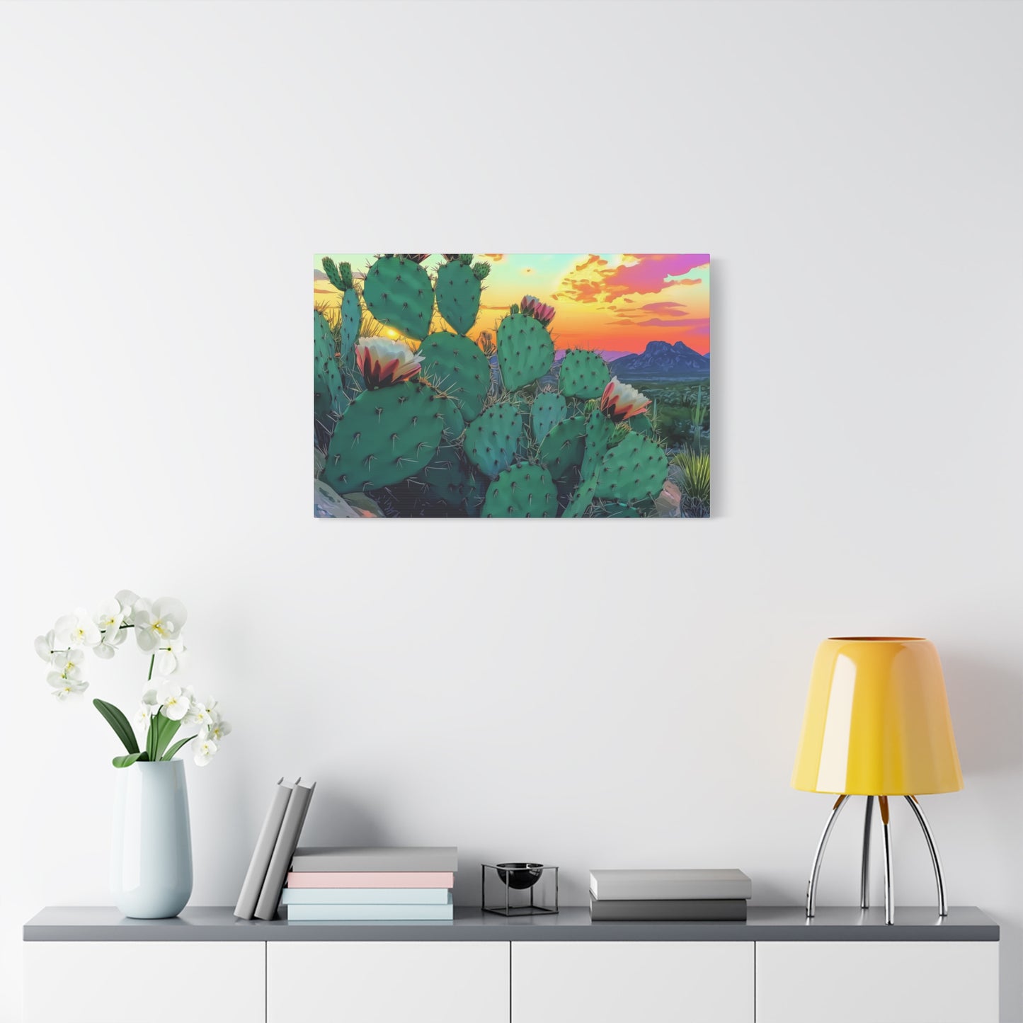Canvas Art Print - Prickly Pear Blooming Vista 2