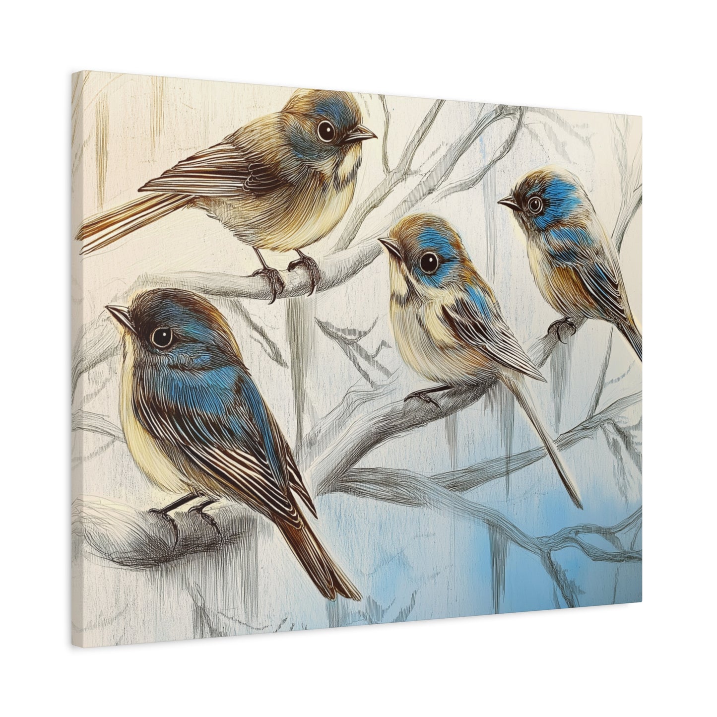Canvas Wall Art - Bluebirds Gathering