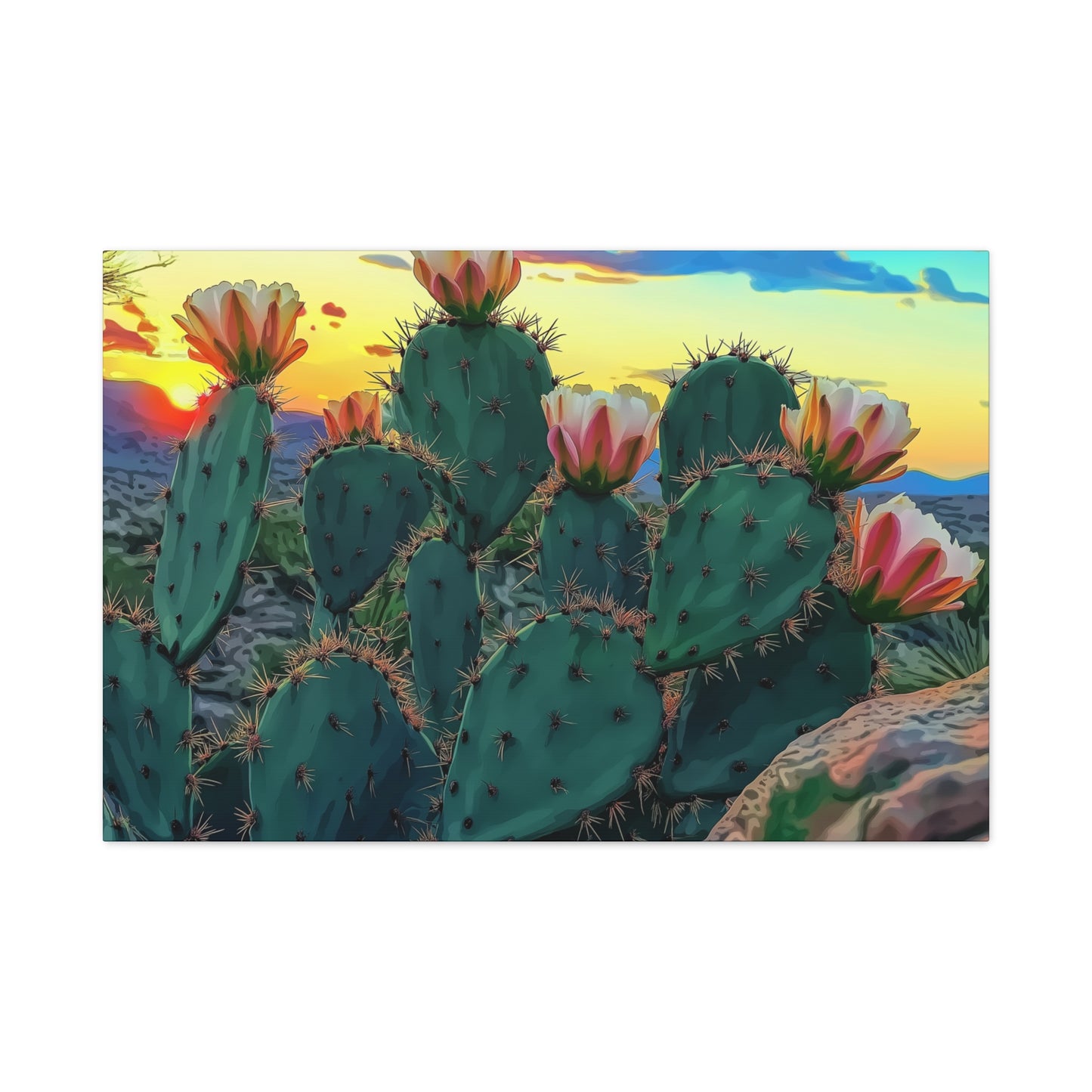 Canvas Print - Prickly Pear Blooming Vista 1 - Matte, Stretched