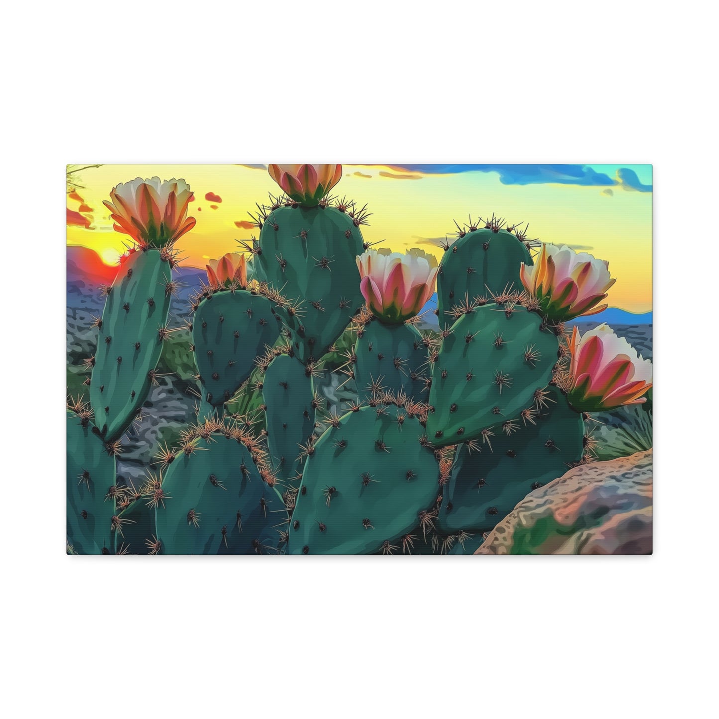Canvas Print - Prickly Pear Blooming Vista 1 - Matte, Stretched
