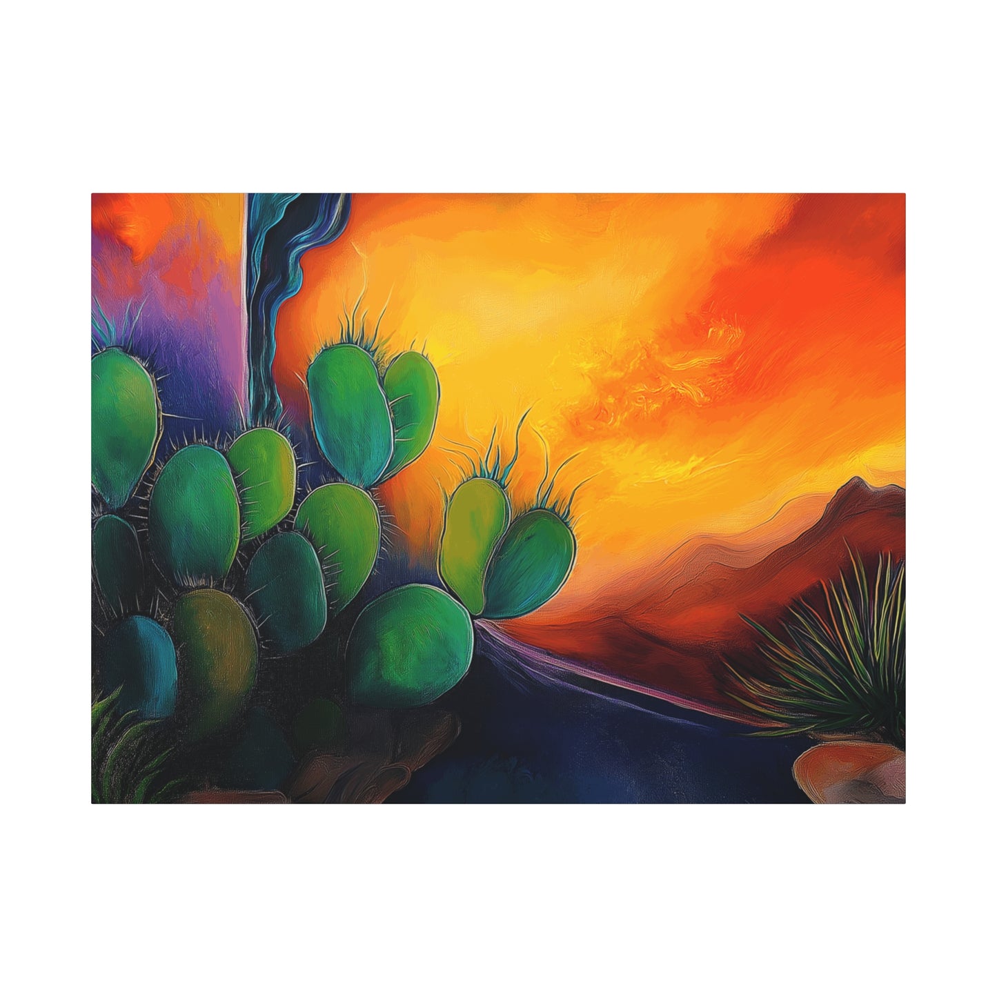 Vibrant Cactus Sunset Canvas Wall Art