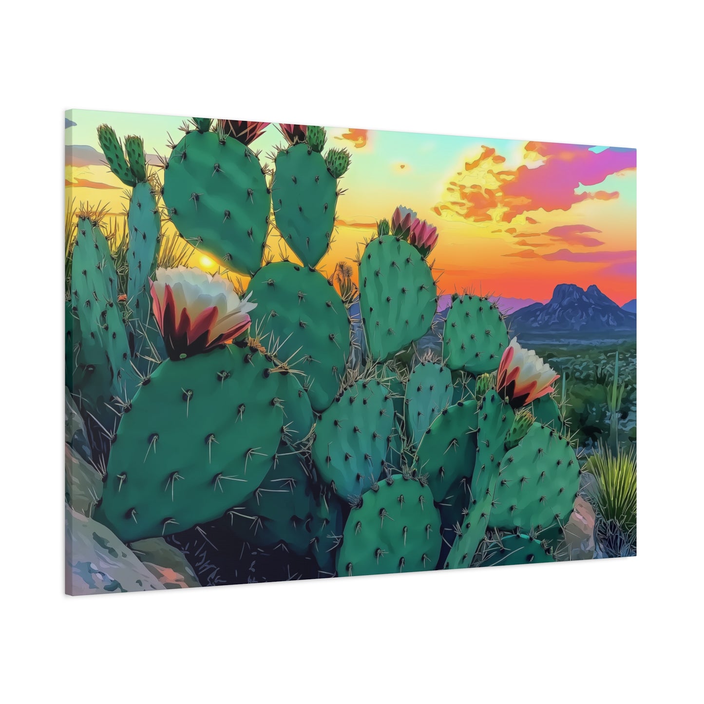 Canvas Art Print - Prickly Pear Blooming Vista 2