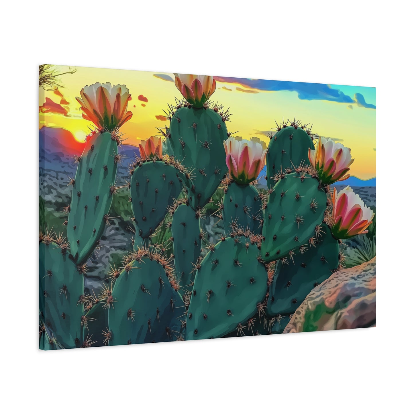 Canvas Print - Prickly Pear Blooming Vista 1 - Matte, Stretched