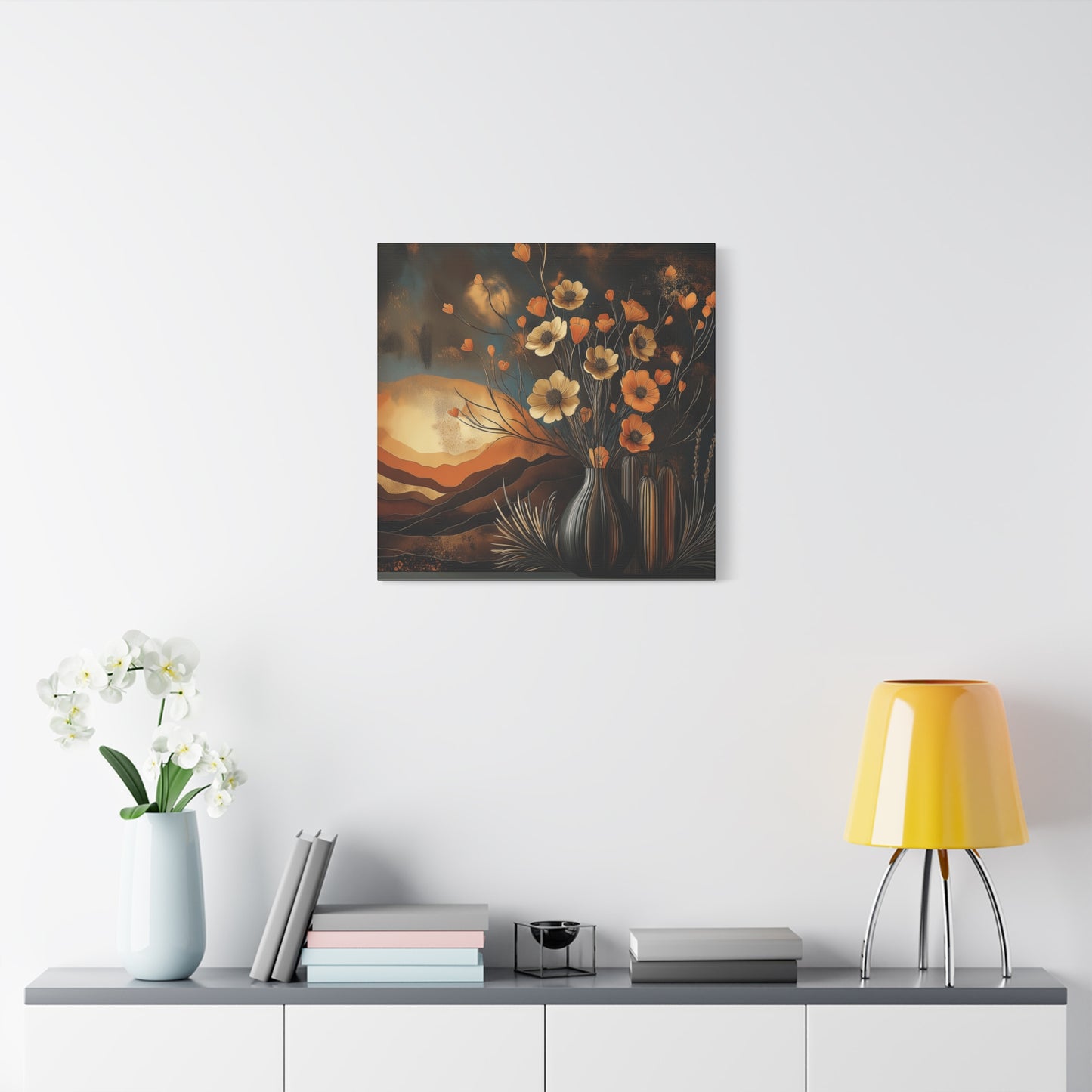 Floral Sunset Canvas Art - Bohemian Wall Décor