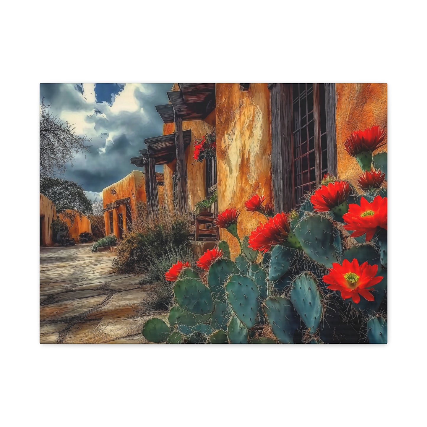 Canvas Wall Art - NM Adobe Red Flowers V1