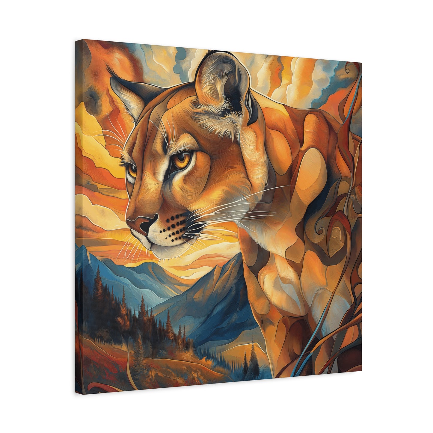 Vibrant Mountain Lion Canvas Print - Wall Art for Nature Lovers