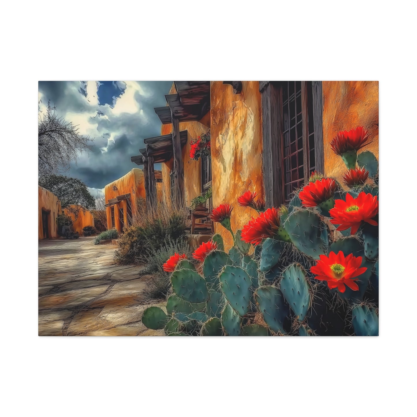 Canvas Wall Art - NM Adobe Red Flowers V1