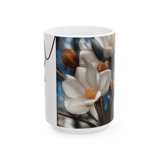 Floral Artisan Ceramic Mug - Elegant Coffee Cup for Home & Gifts