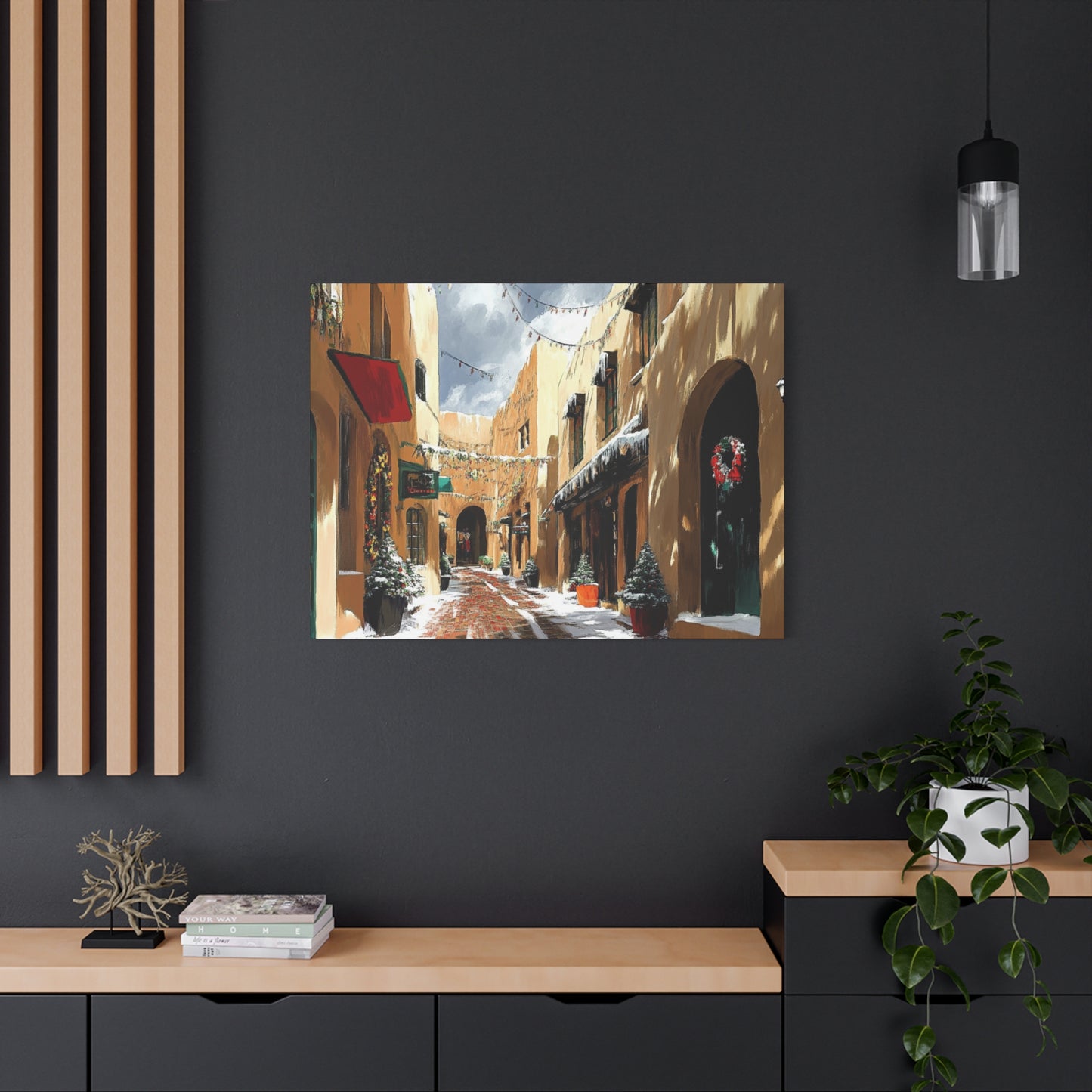 Canvas Wall Art - Santa Fe Winter Christmas Alley 22