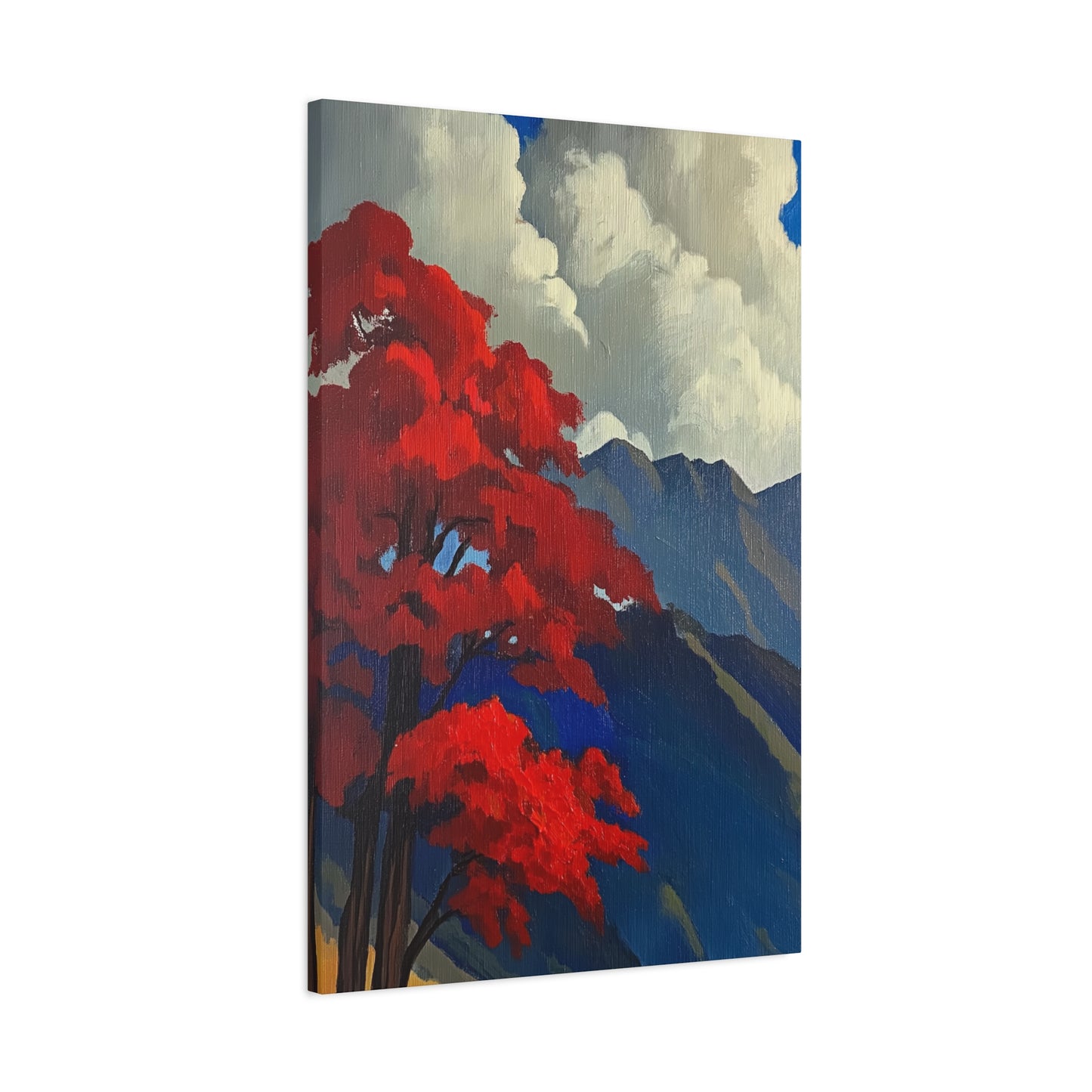 Canvas Print Red Leaves Blue Mountain Wall Art