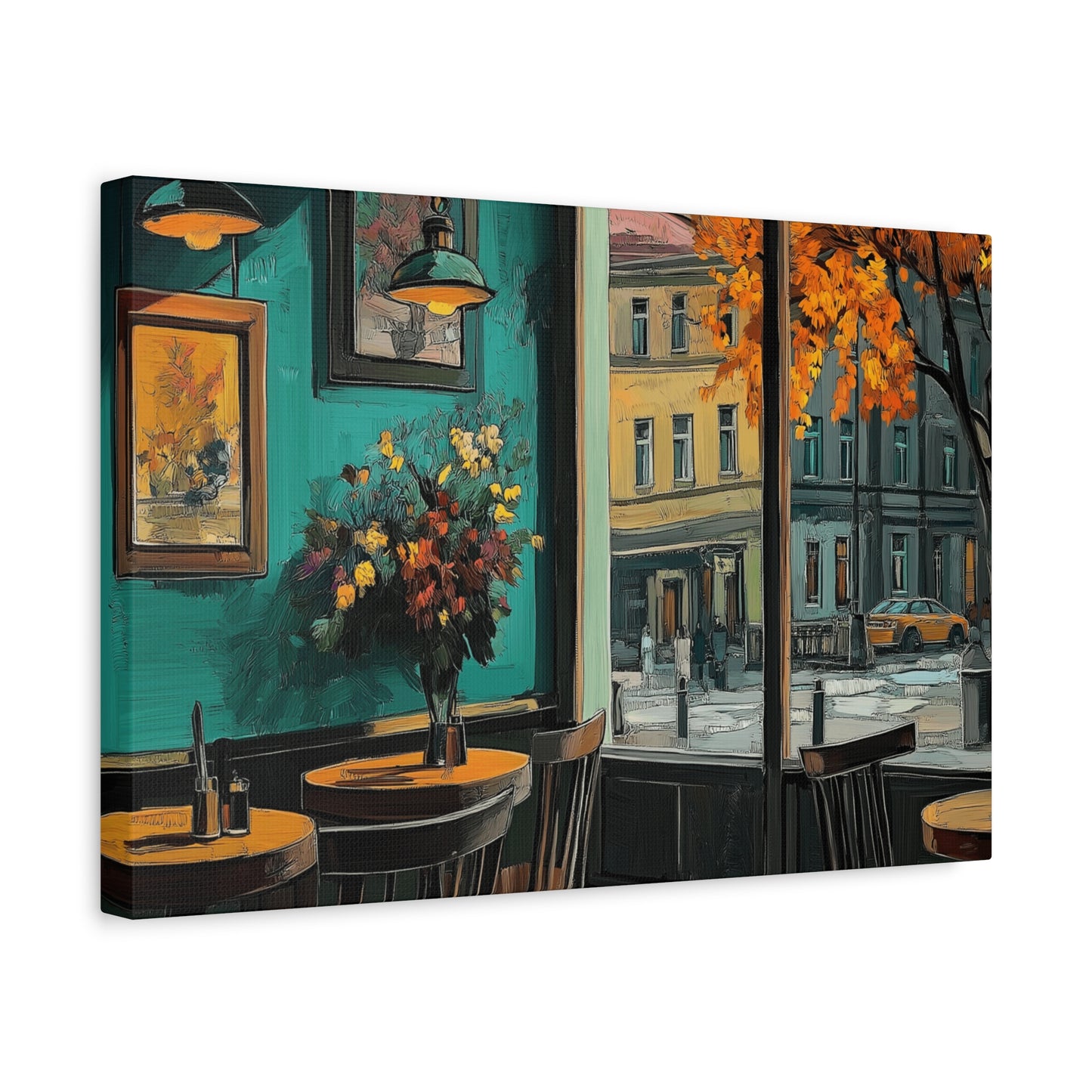 Autumn Café Wall Art Print - Stretched Matte Canvas (1.25")
