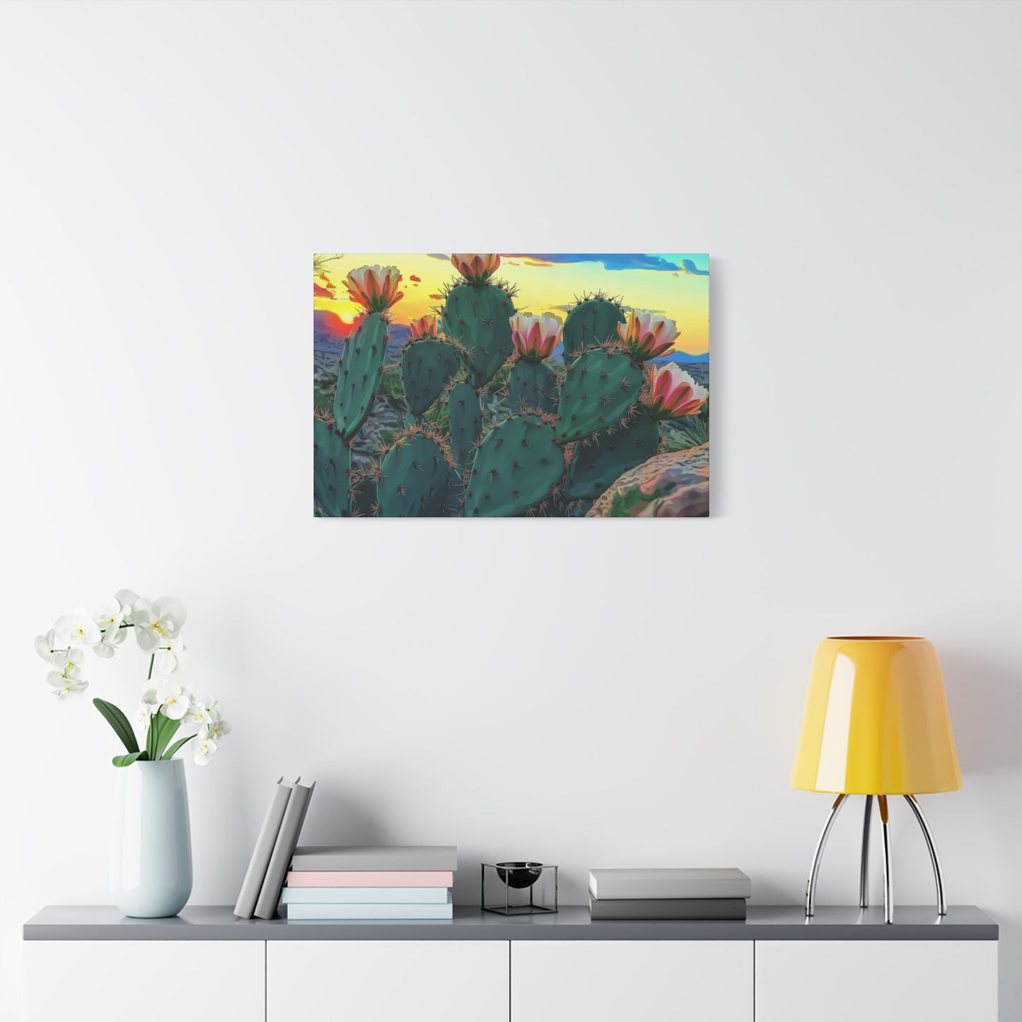 Canvas Print - Prickly Pear Blooming Vista 1 - Matte, Stretched