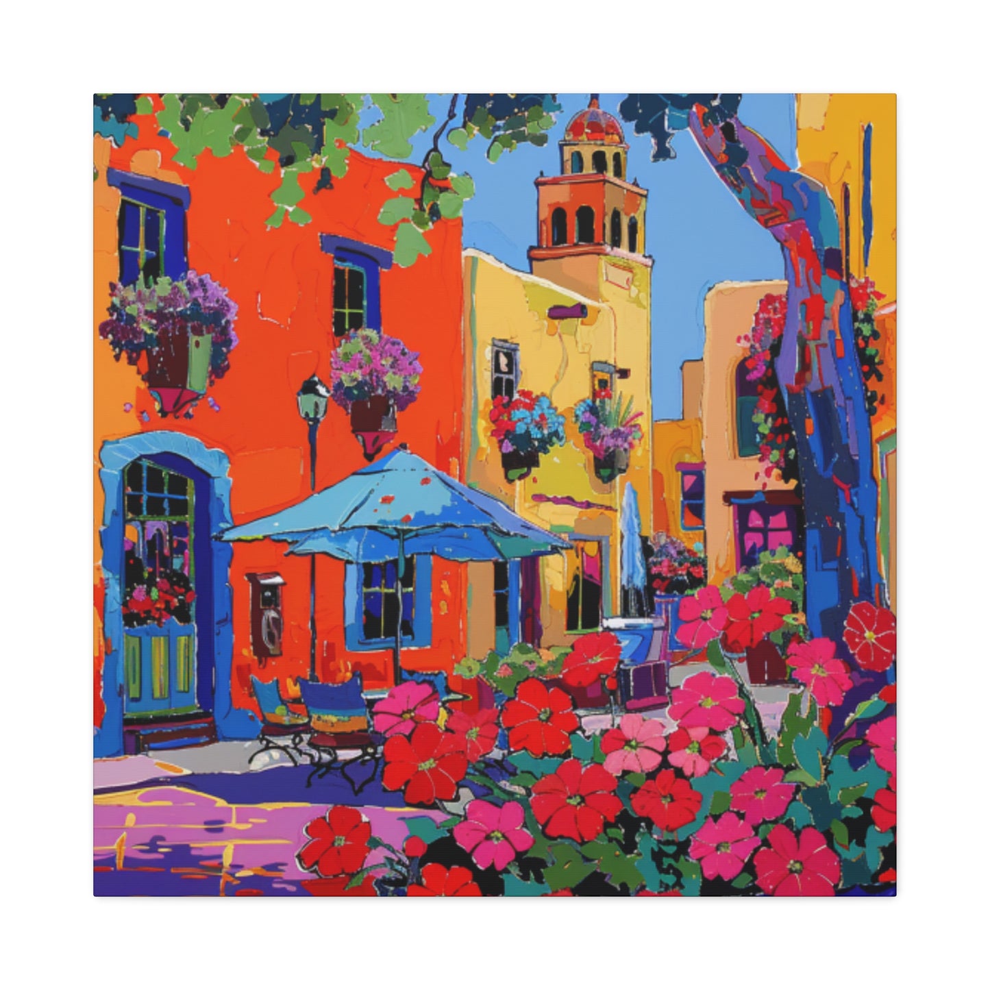 Canvas Print Santa Fe Festive Street Scene
