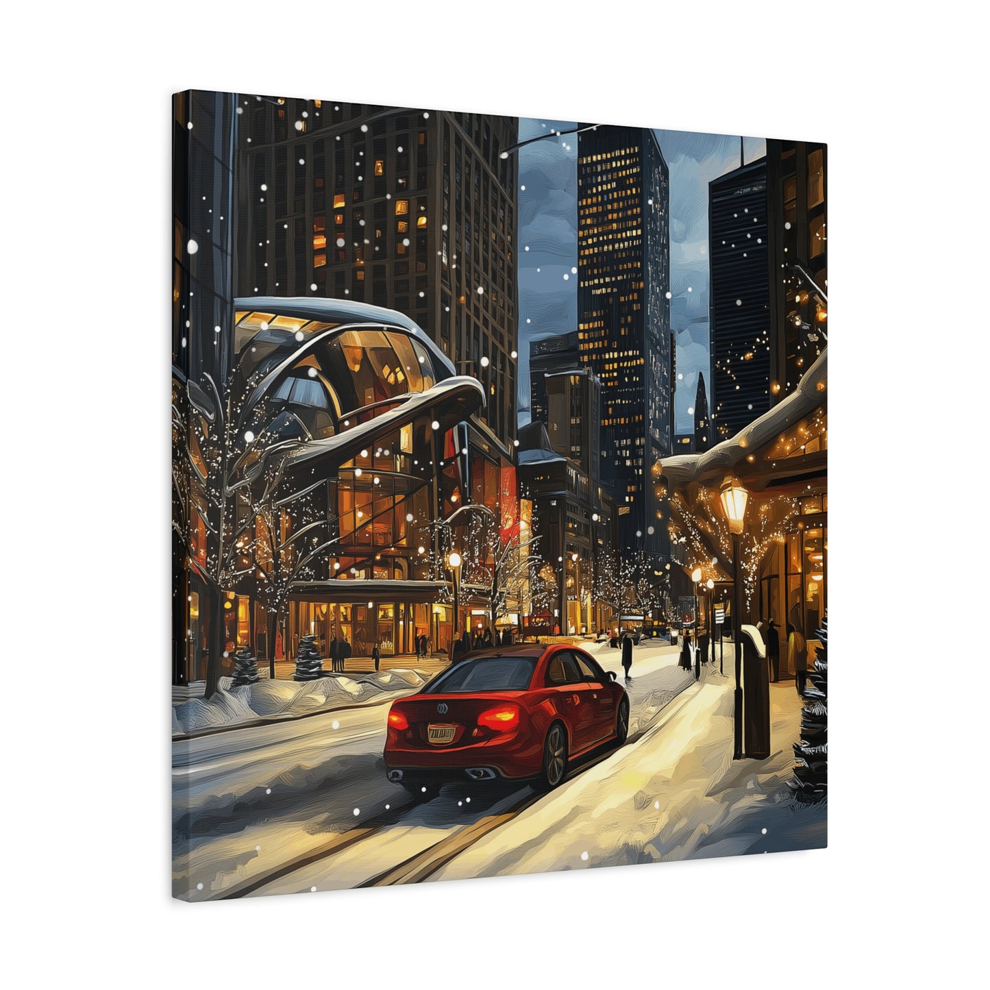 Denver Winter Cityscape Matte Canvas Wall Art - Stretched 1.25"