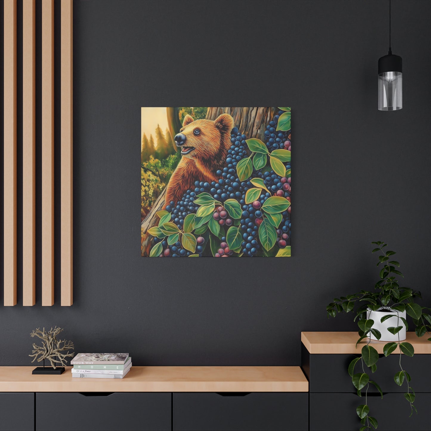 Canvas Print Bear Cub with Berries