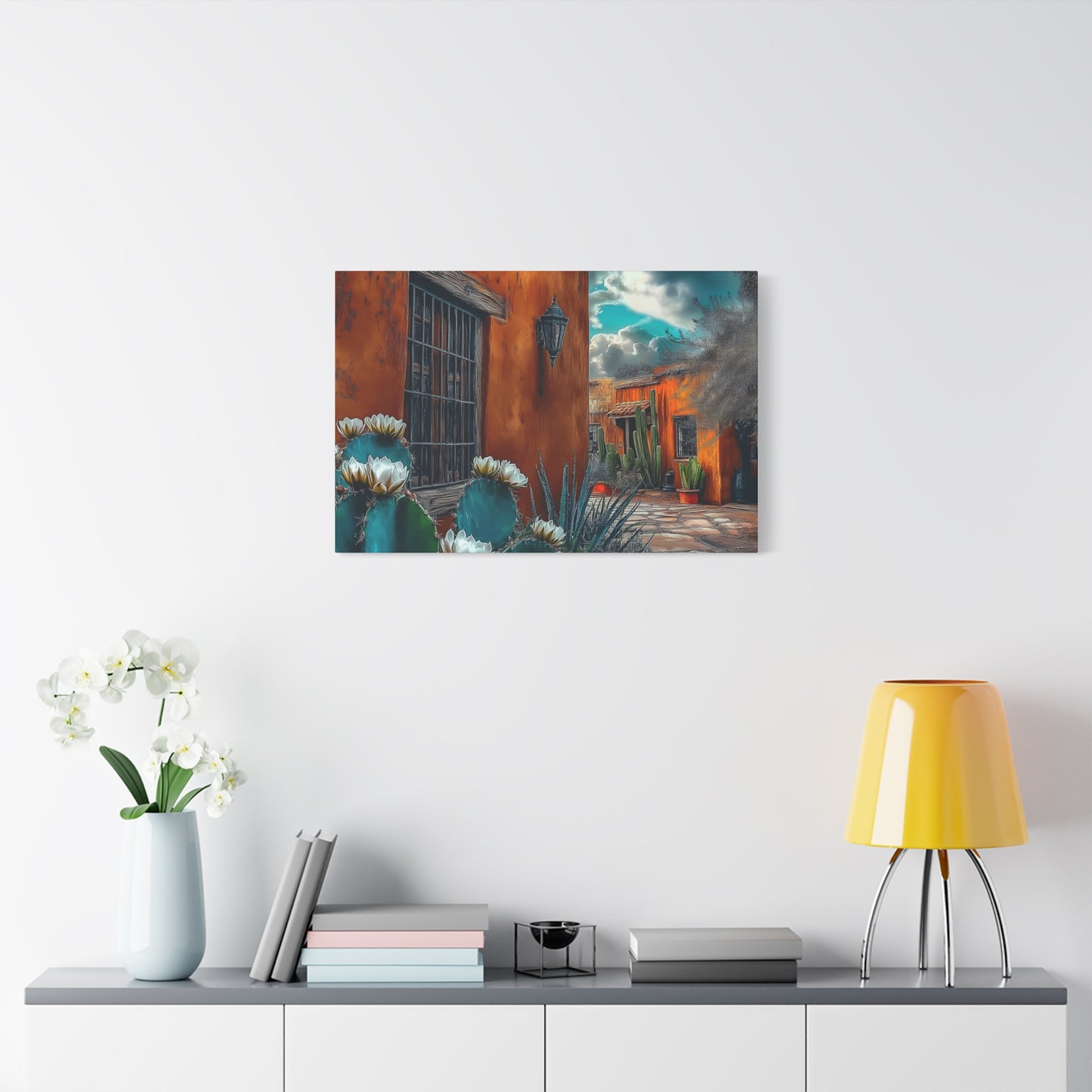 Canvas Print - NM Pueblo Casa with Cactus
