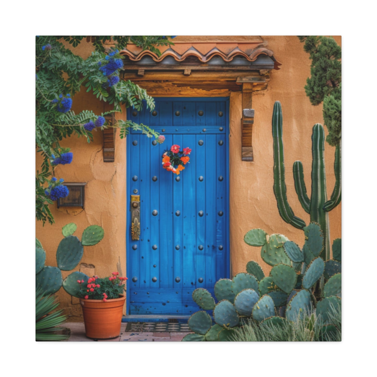 Canvas Wall Art - Santa Fe Door Blue Design