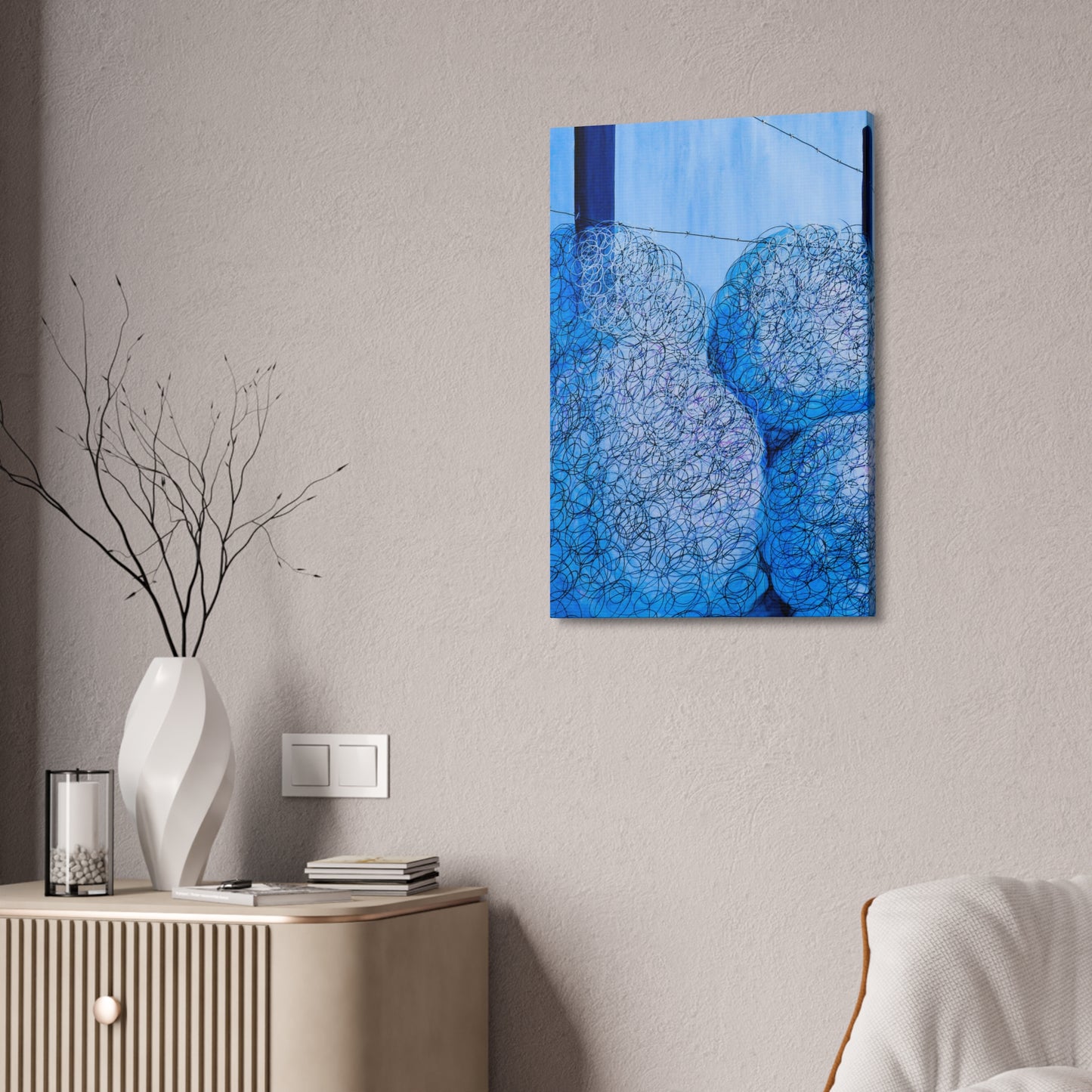 Canvas Art, Blue Swirl Tumbleweeds X1 depth 1.5 in